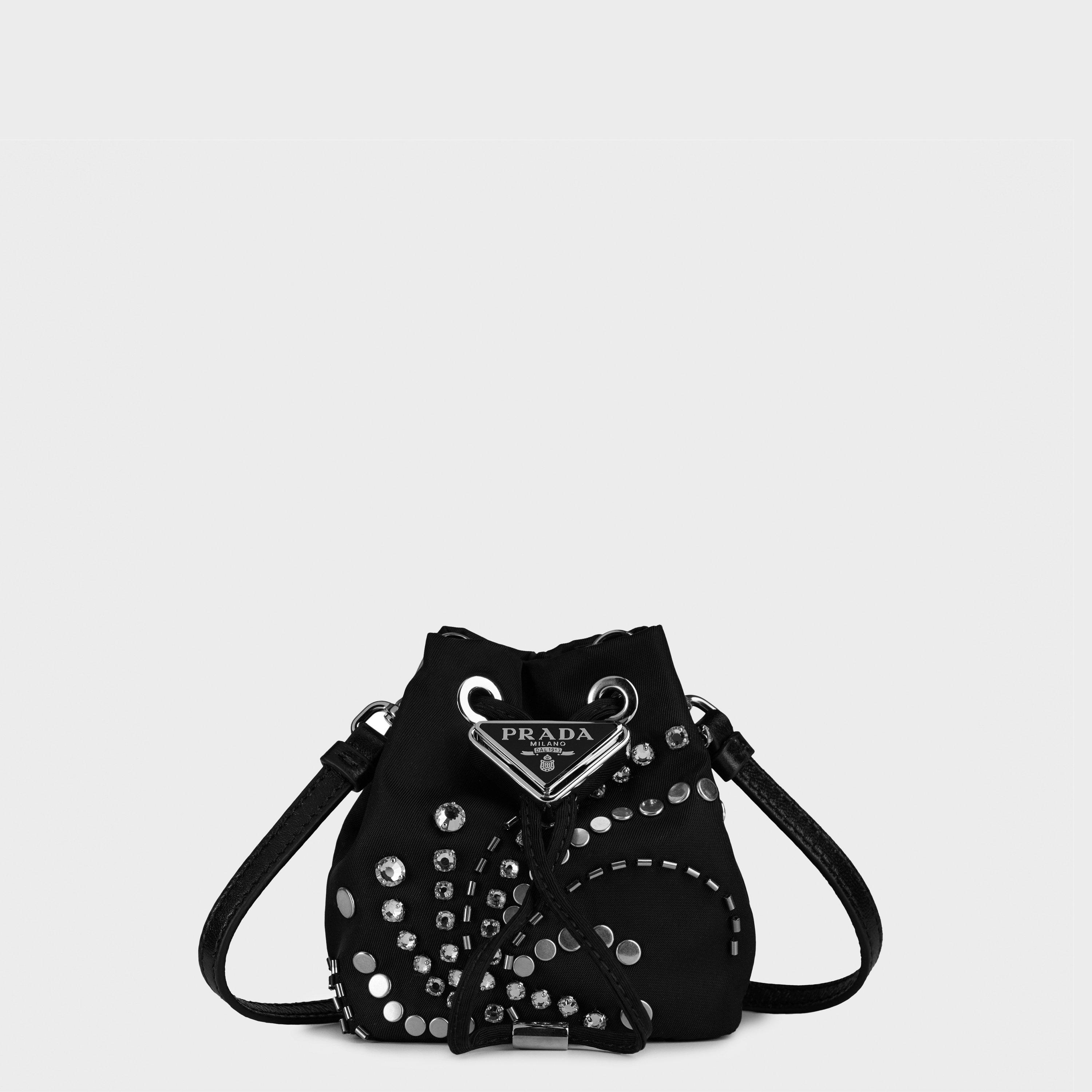 Black - Prada - Mini Embroidered Bucket Bag - 1