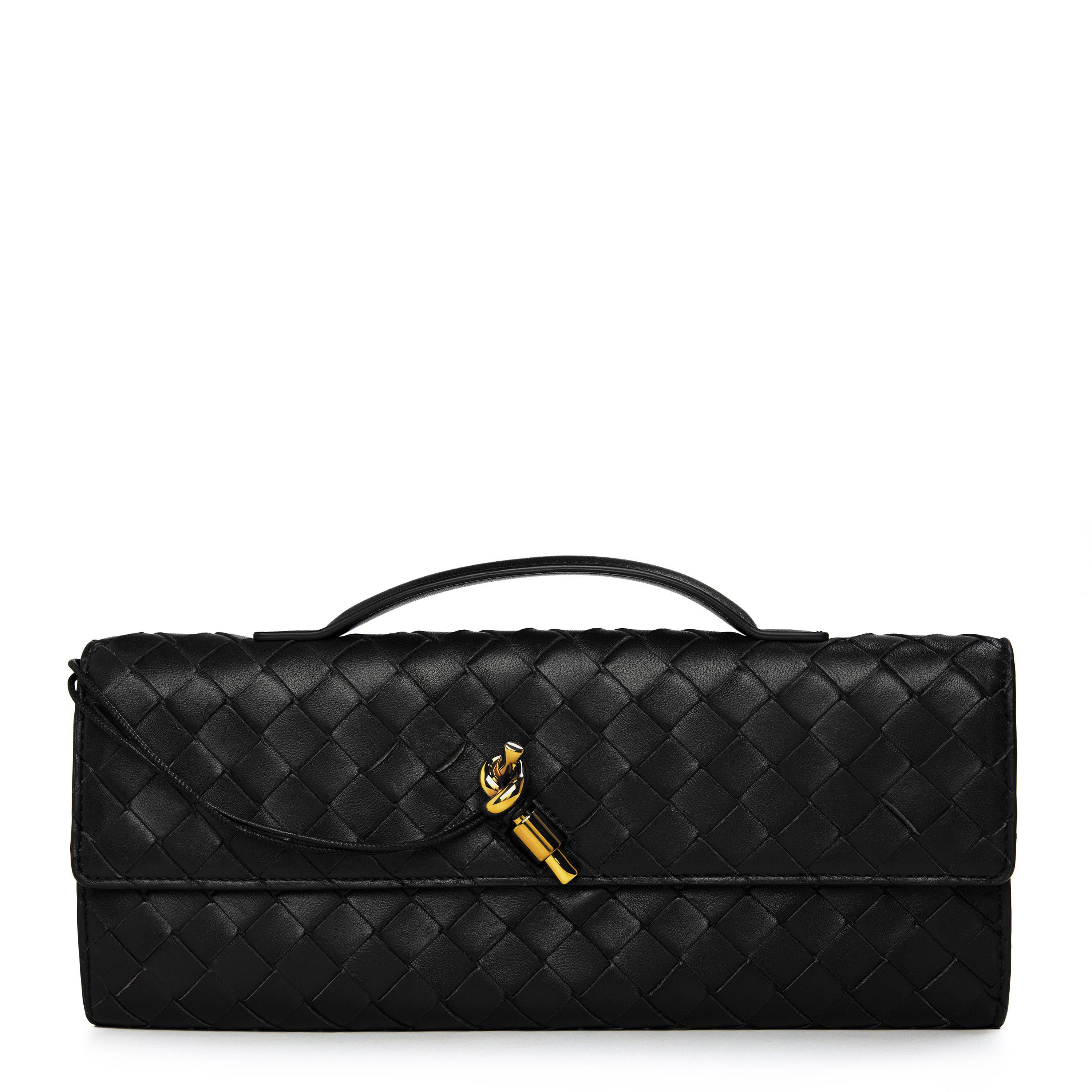 Black/Brass - Bottega Veneta - Andiamo Clutch - 1