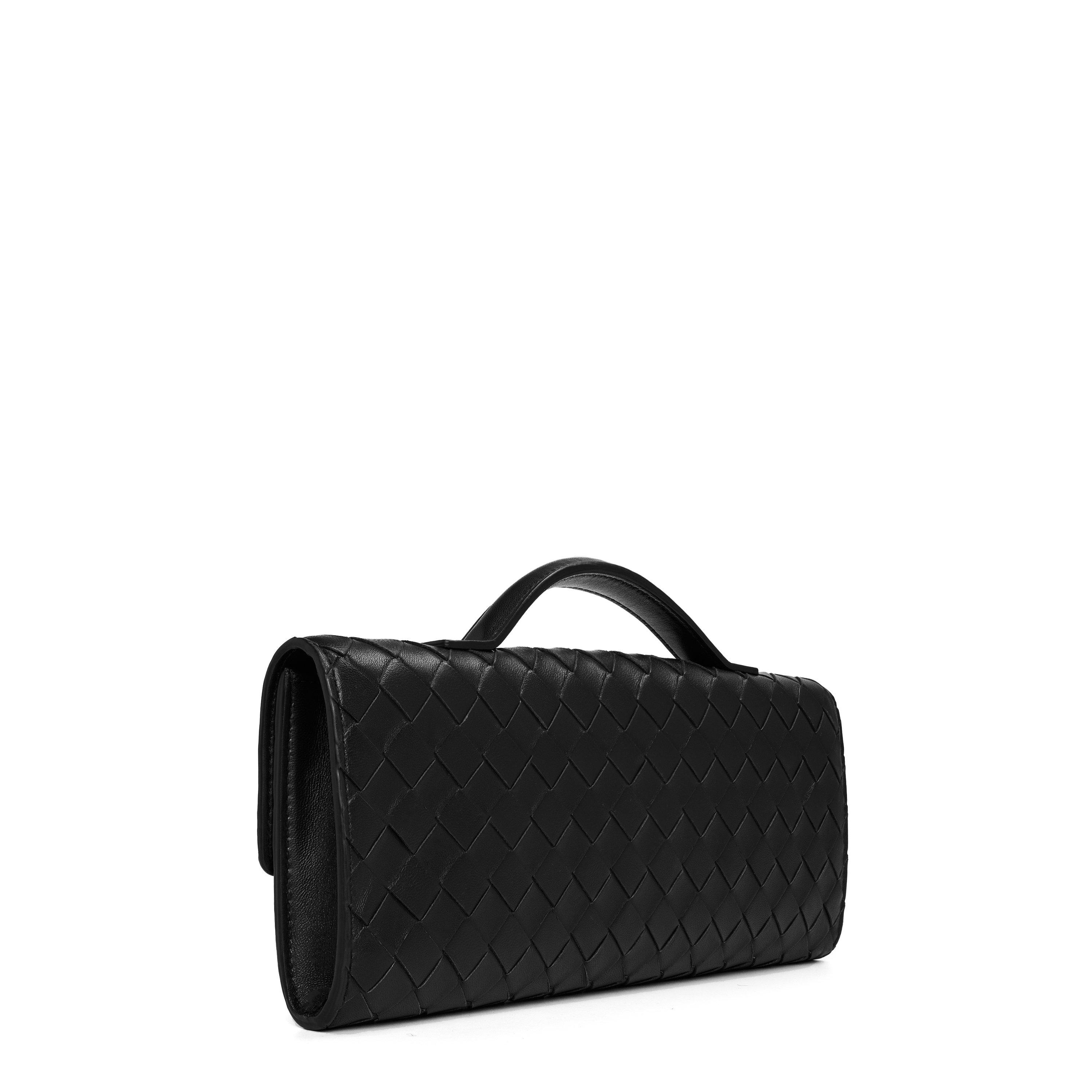 Black/Brass - Bottega Veneta - Andiamo Clutch - 3