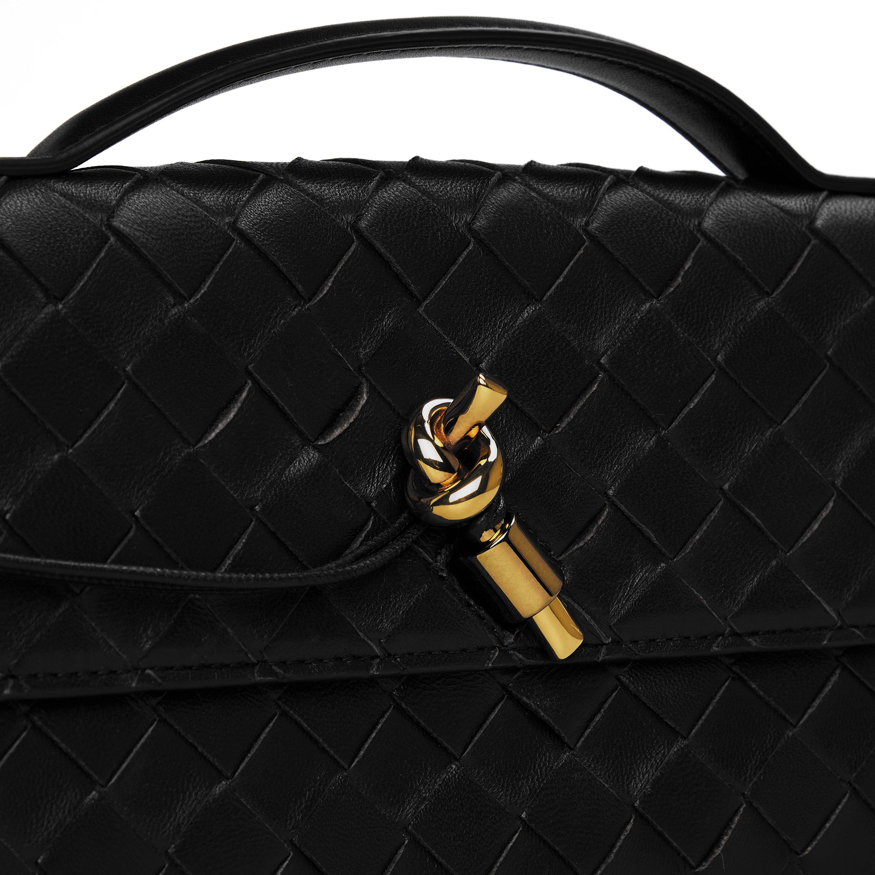 Black/Brass - Bottega Veneta - Andiamo Clutch - 4