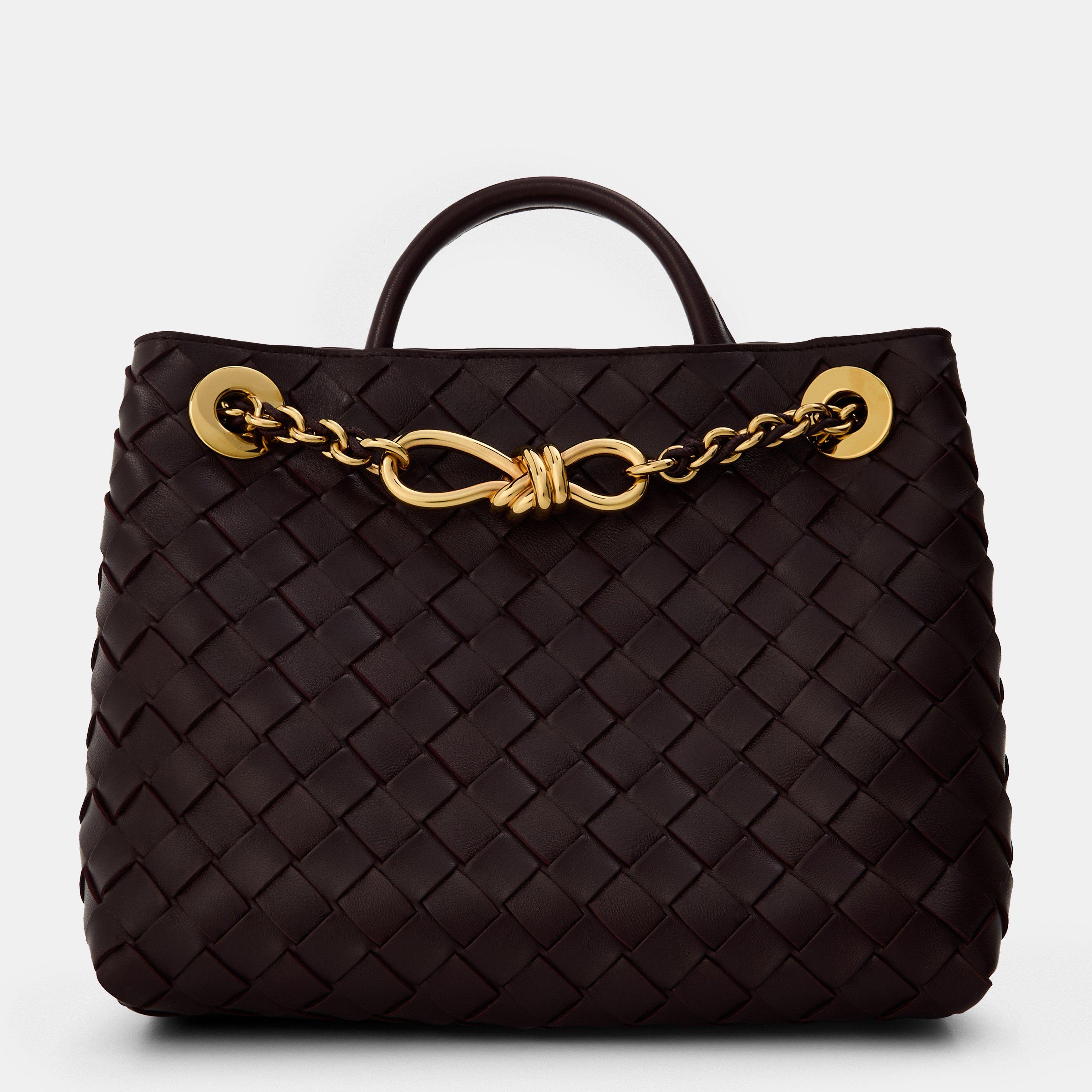 Bottega Veneta Small Andiamo With Chain - Dark Barolo