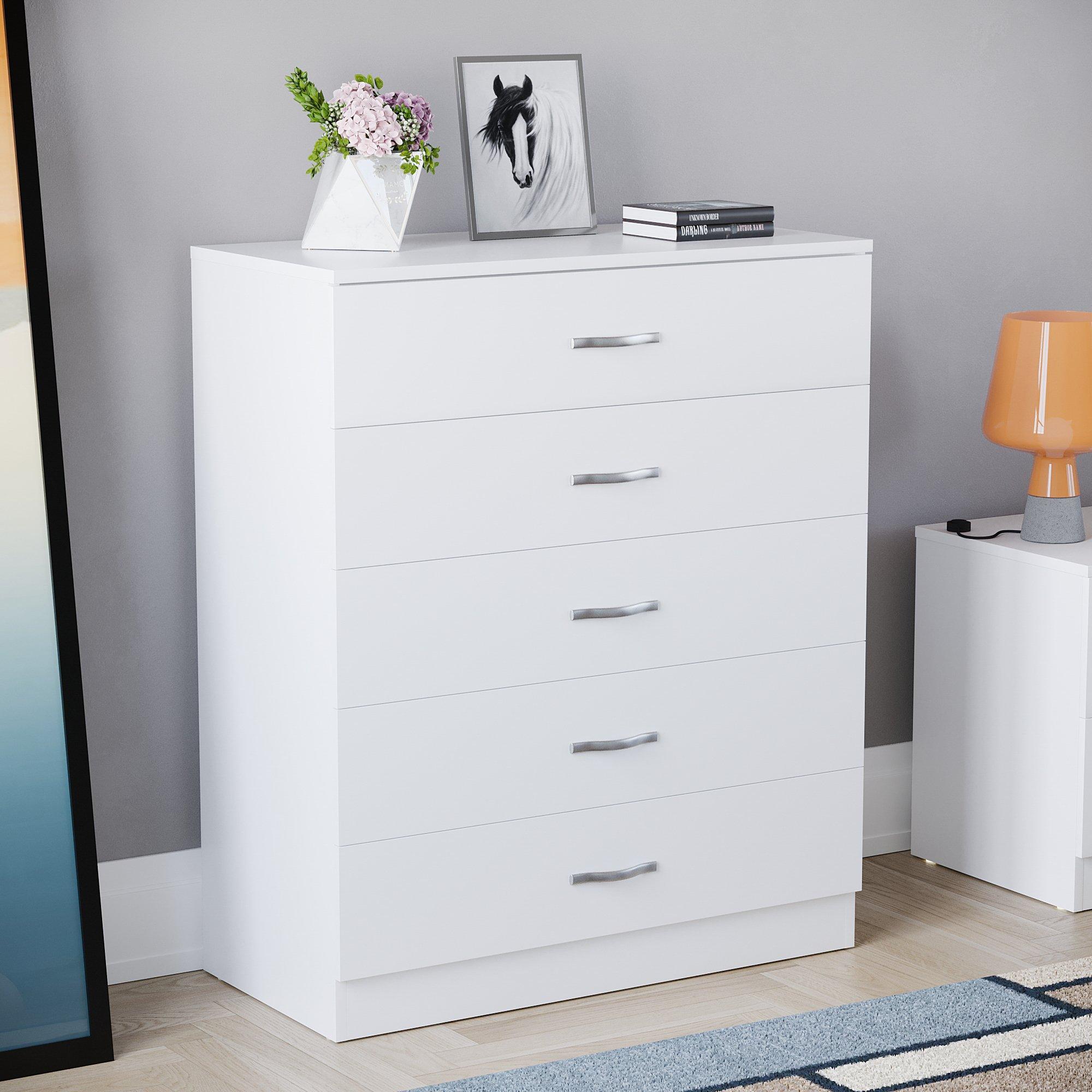 Lassic  Vida Designs Riano 5 Drawer Chest - White - 5 Drawers
