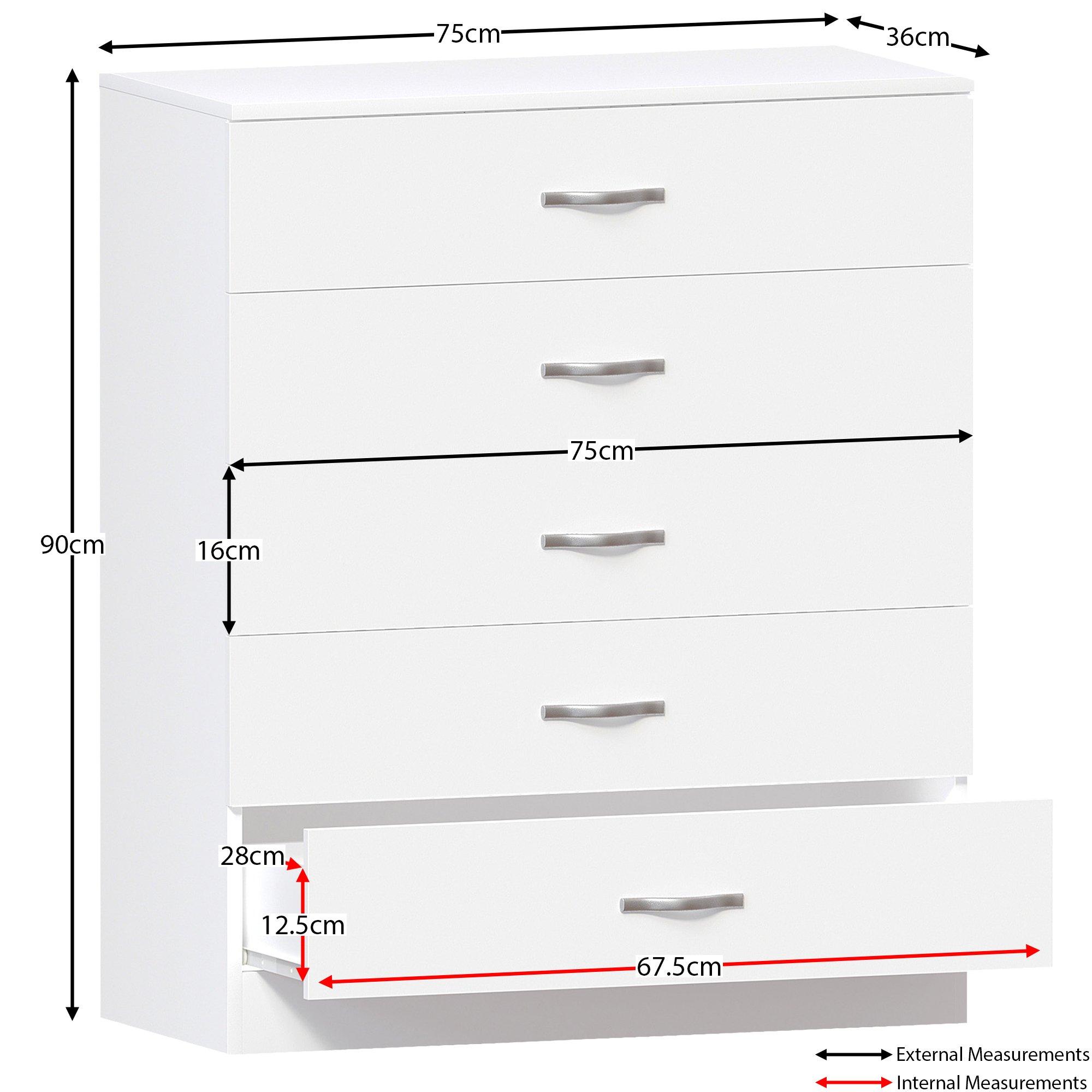 White - Lassic - Vida Designs Riano 5 Drawer Chest - 2