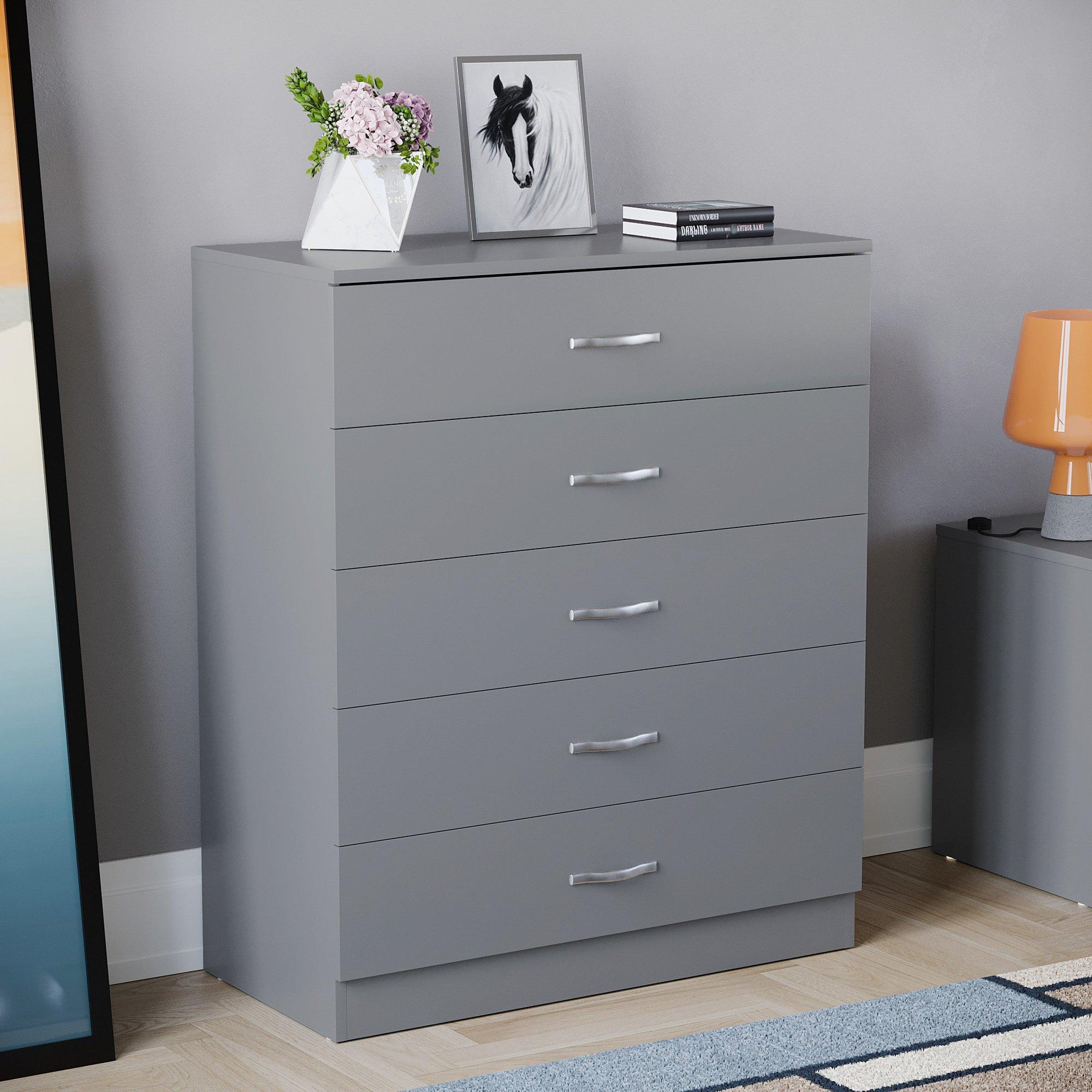 Lassic  Vida Designs Riano 5 Drawer Chest - Grey - 5 Drawers
