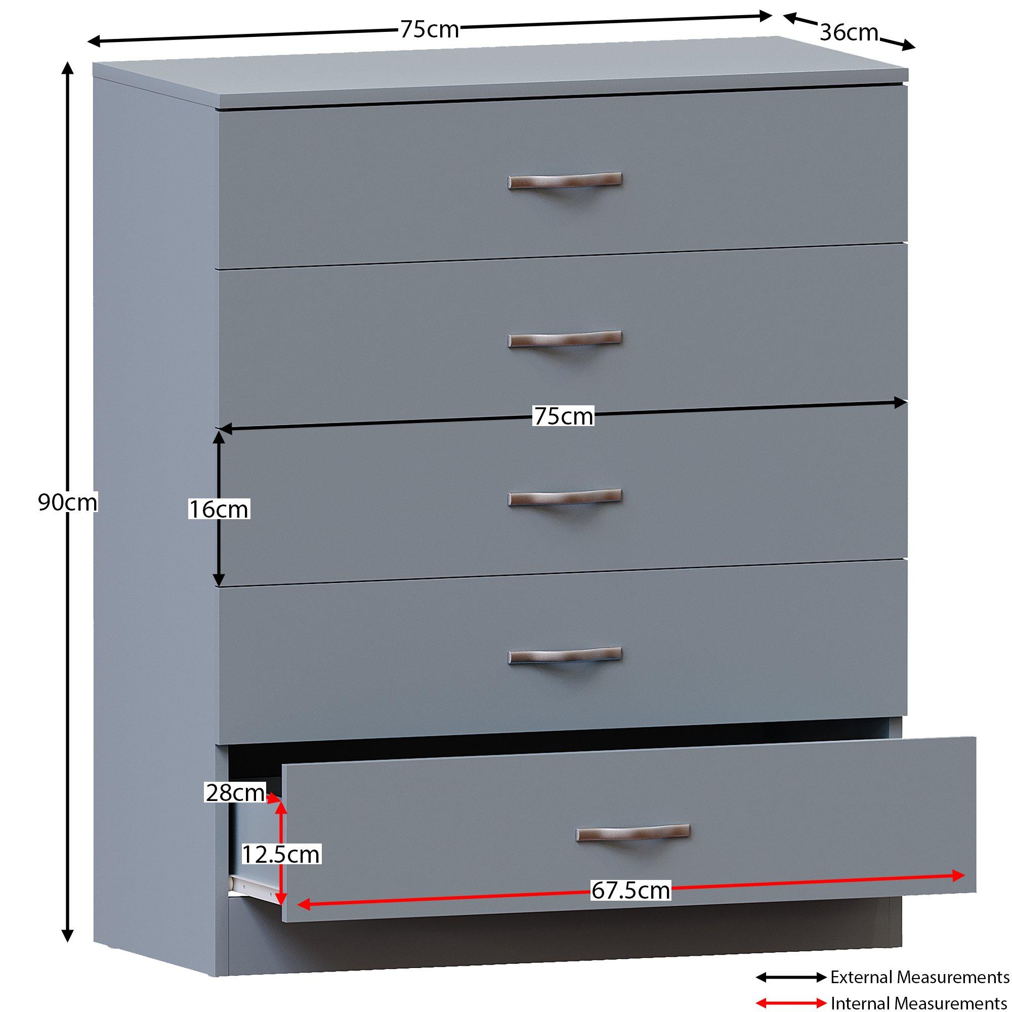 Grey - Lassic - Vida Designs Riano 5 Drawer Chest - 2