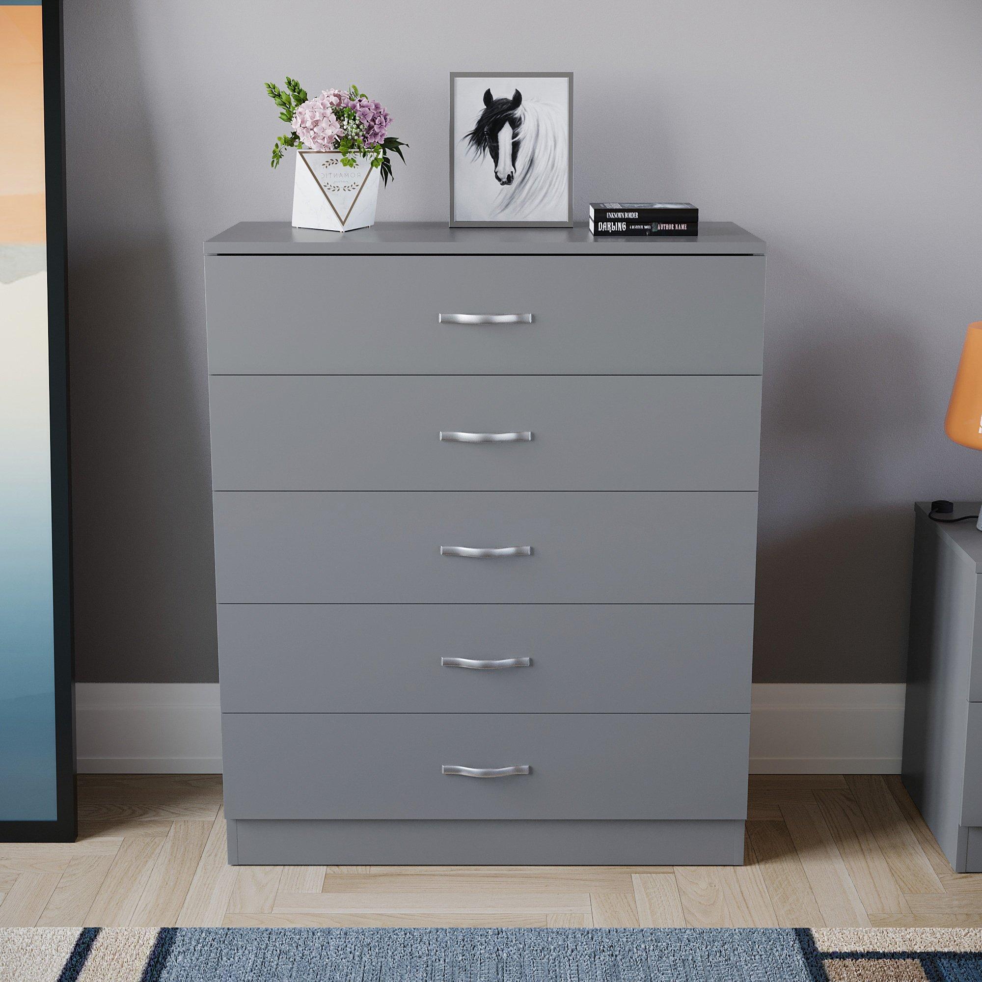 Grey - Lassic - Vida Designs Riano 5 Drawer Chest - 3