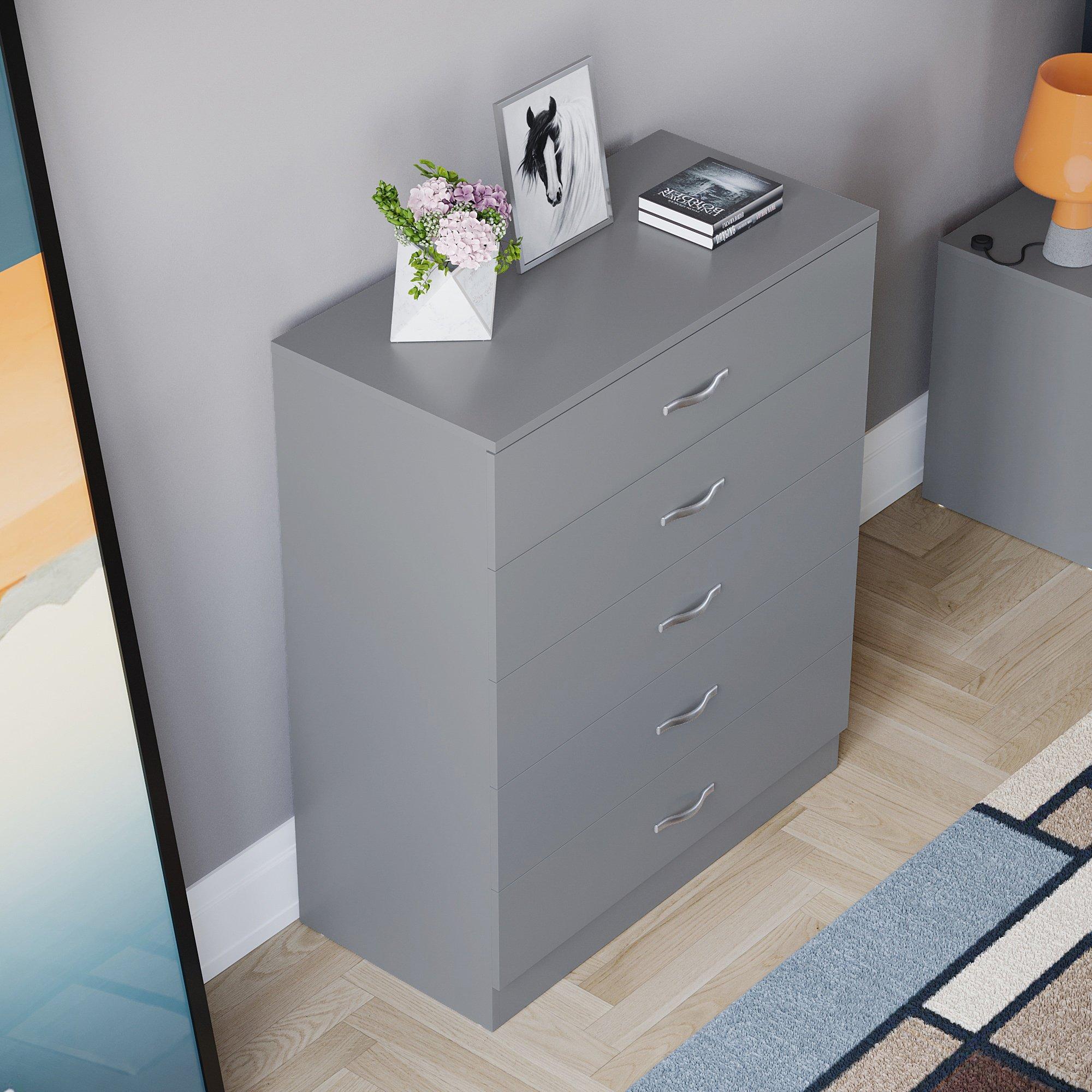 Grey - Lassic - Vida Designs Riano 5 Drawer Chest - 4