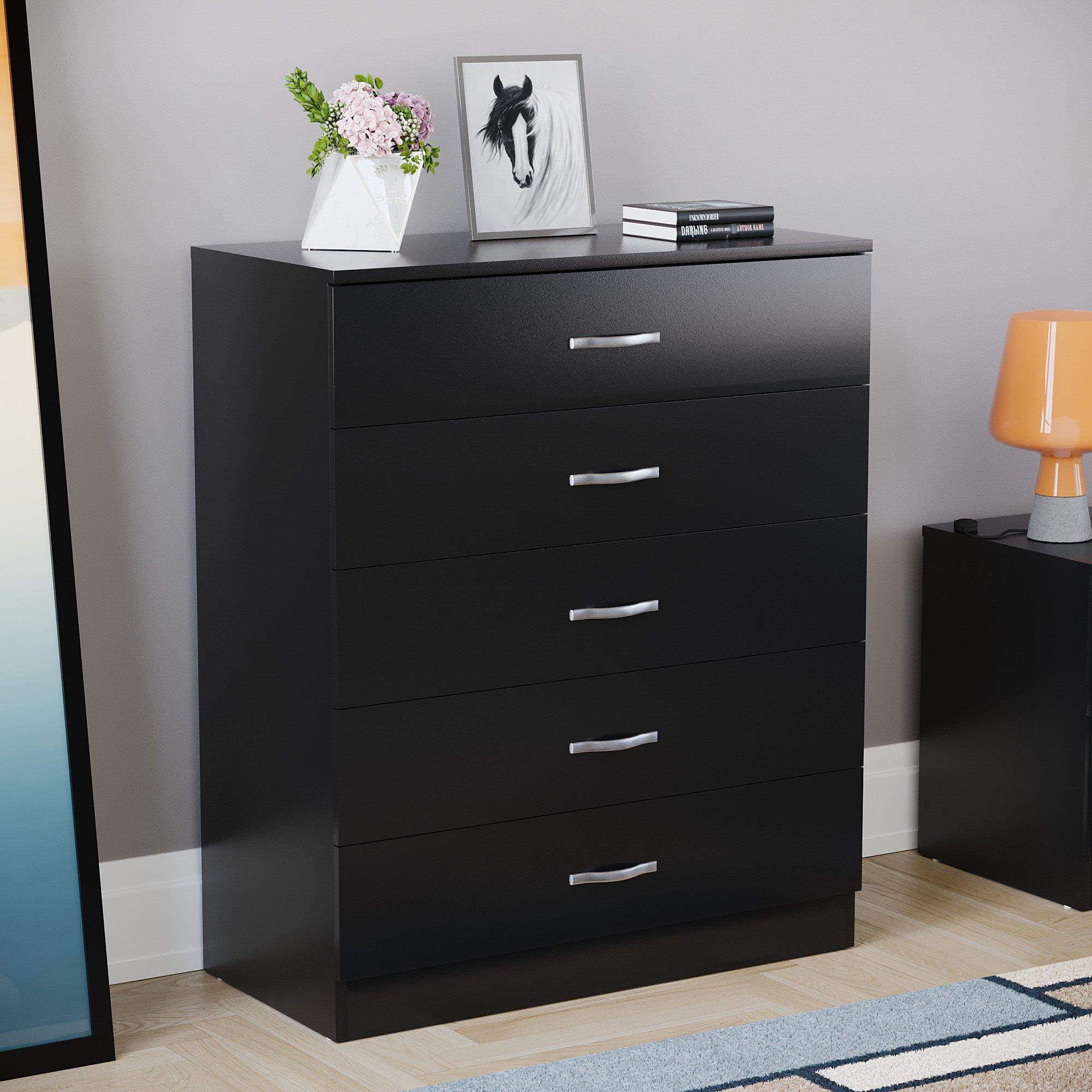 Lassic  Vida Designs Riano 5 Drawer Chest - Black - 5 Drawers