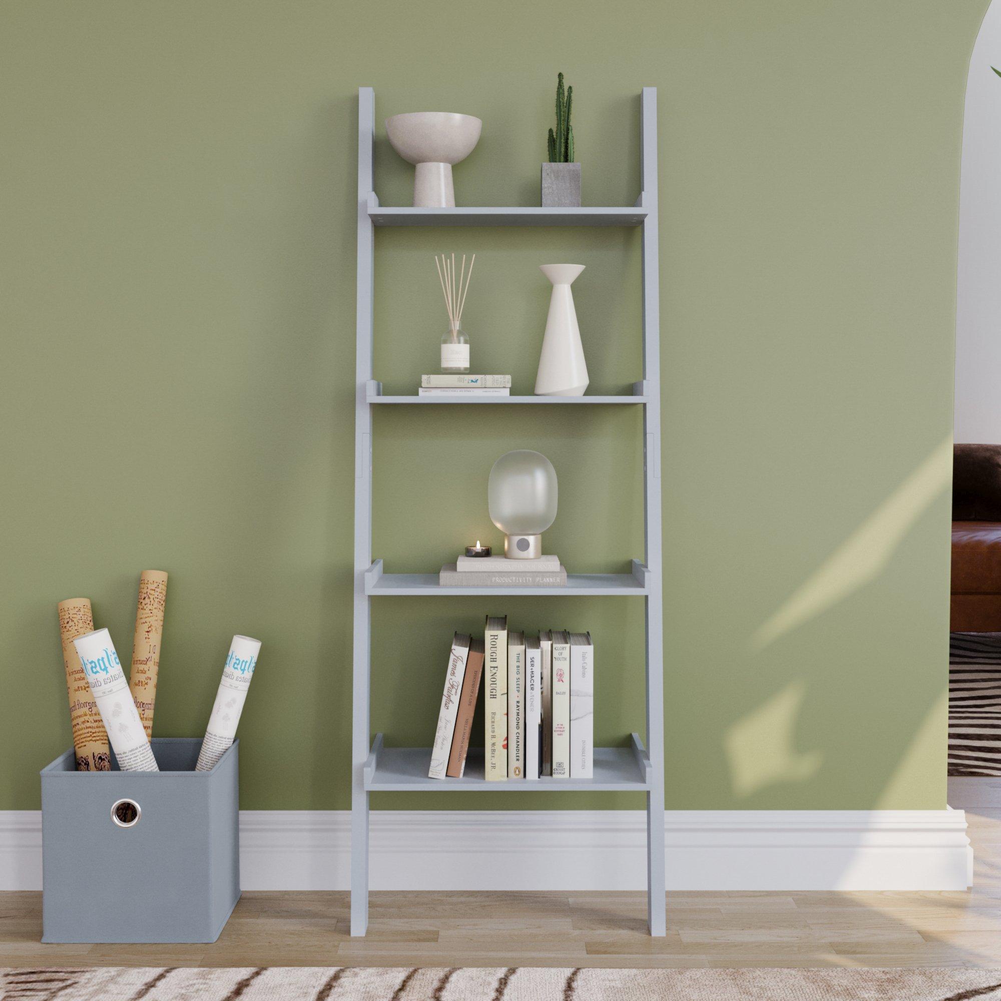 Grey - Lassic - Vida Designs York 4 Tier Ladder Bookcase - 3