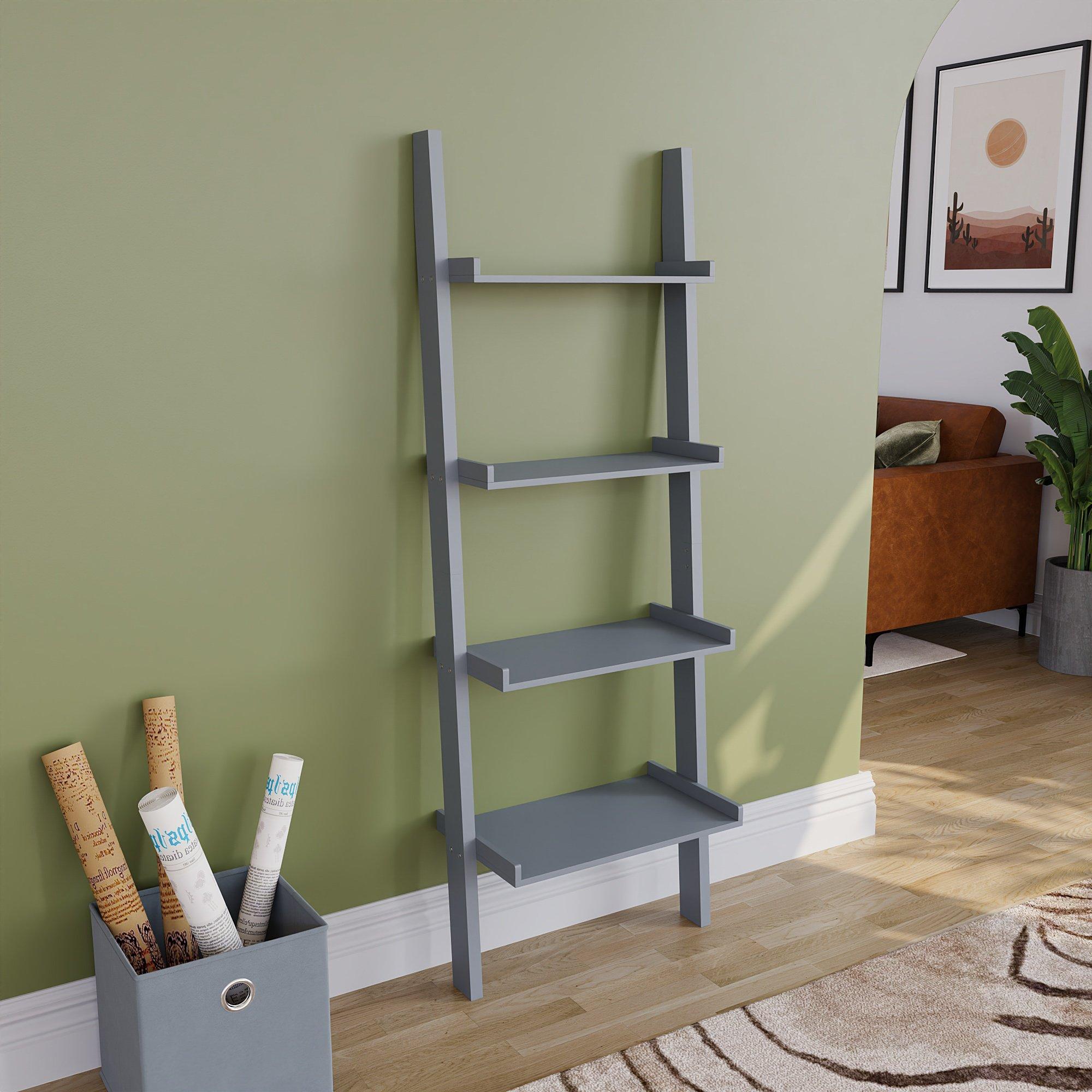 Grey - Lassic - Vida Designs York 4 Tier Ladder Bookcase - 7