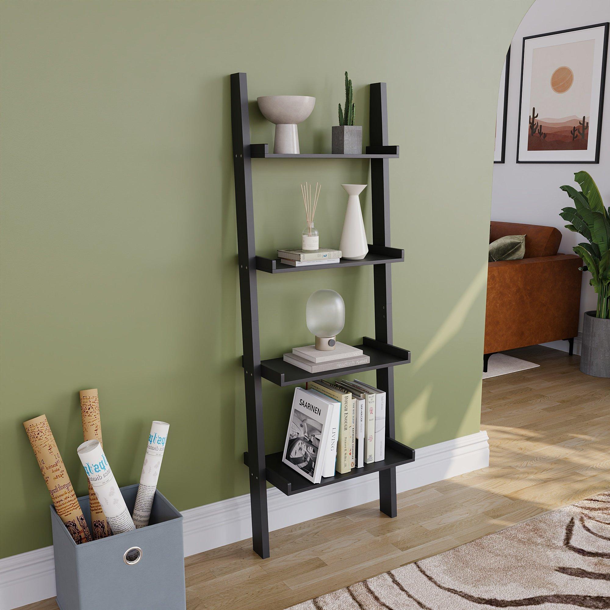 Black - Lassic - Vida Designs York 4 Tier Ladder Bookcase - 1