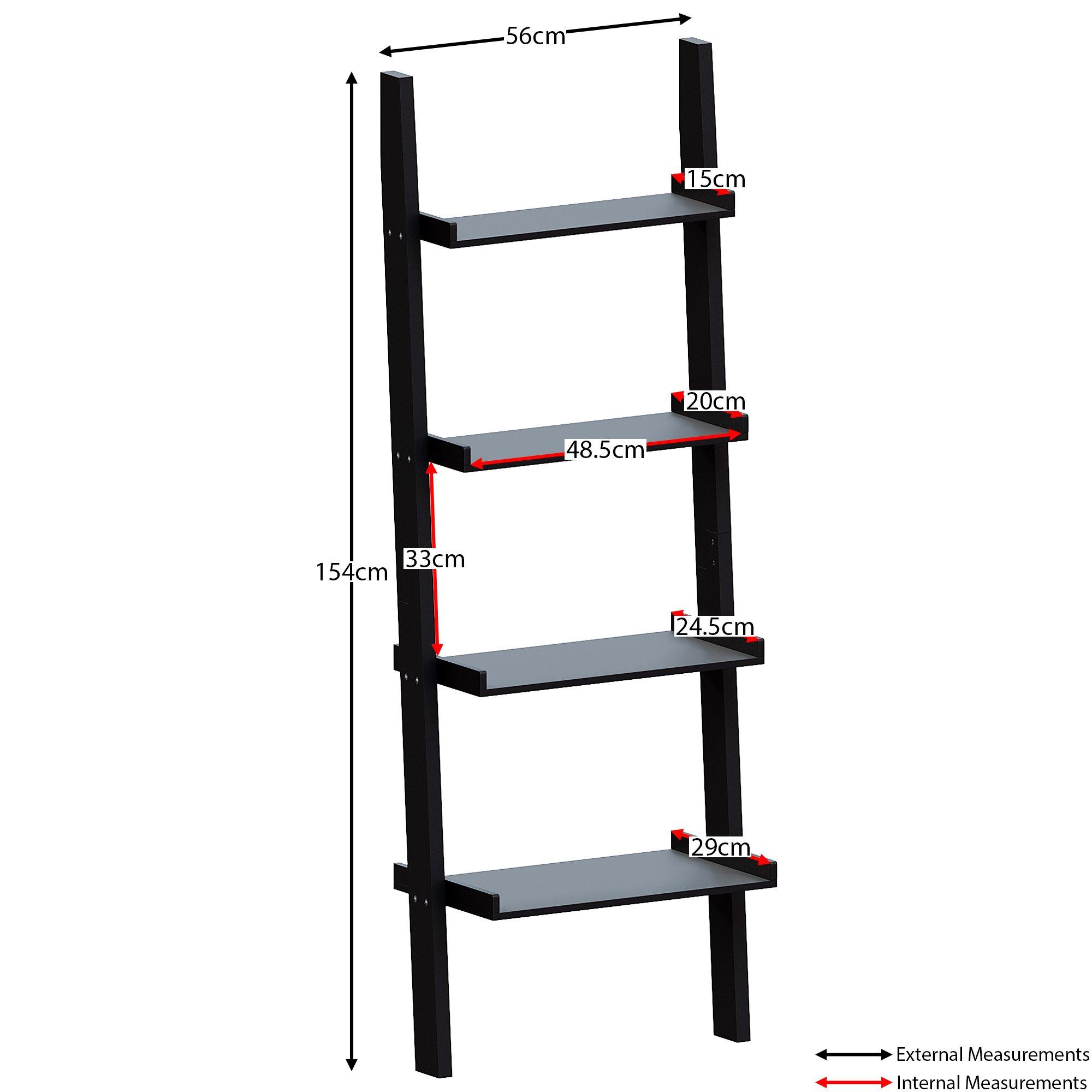 Black - Lassic - Vida Designs York 4 Tier Ladder Bookcase - 2