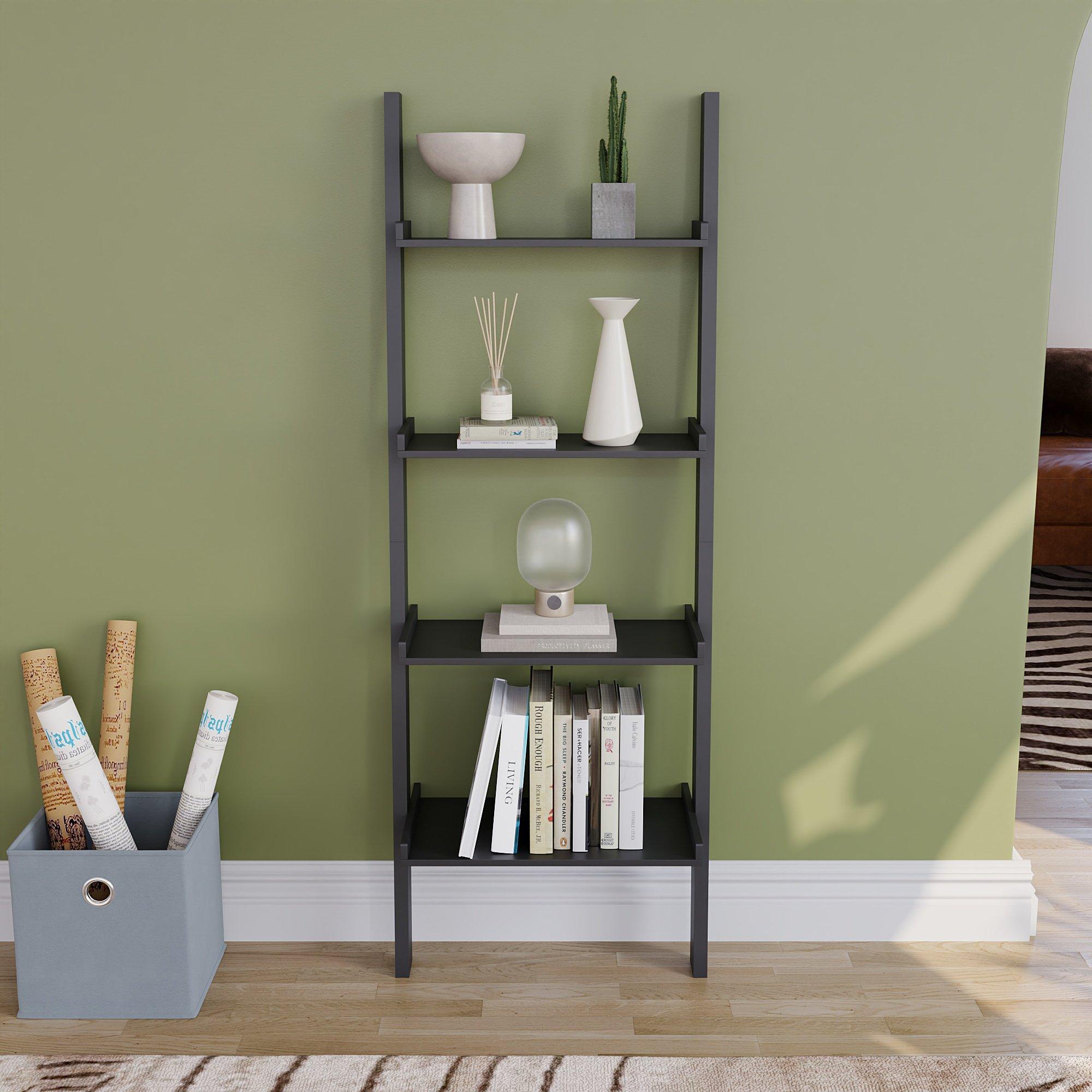 Black - Lassic - Vida Designs York 4 Tier Ladder Bookcase - 3