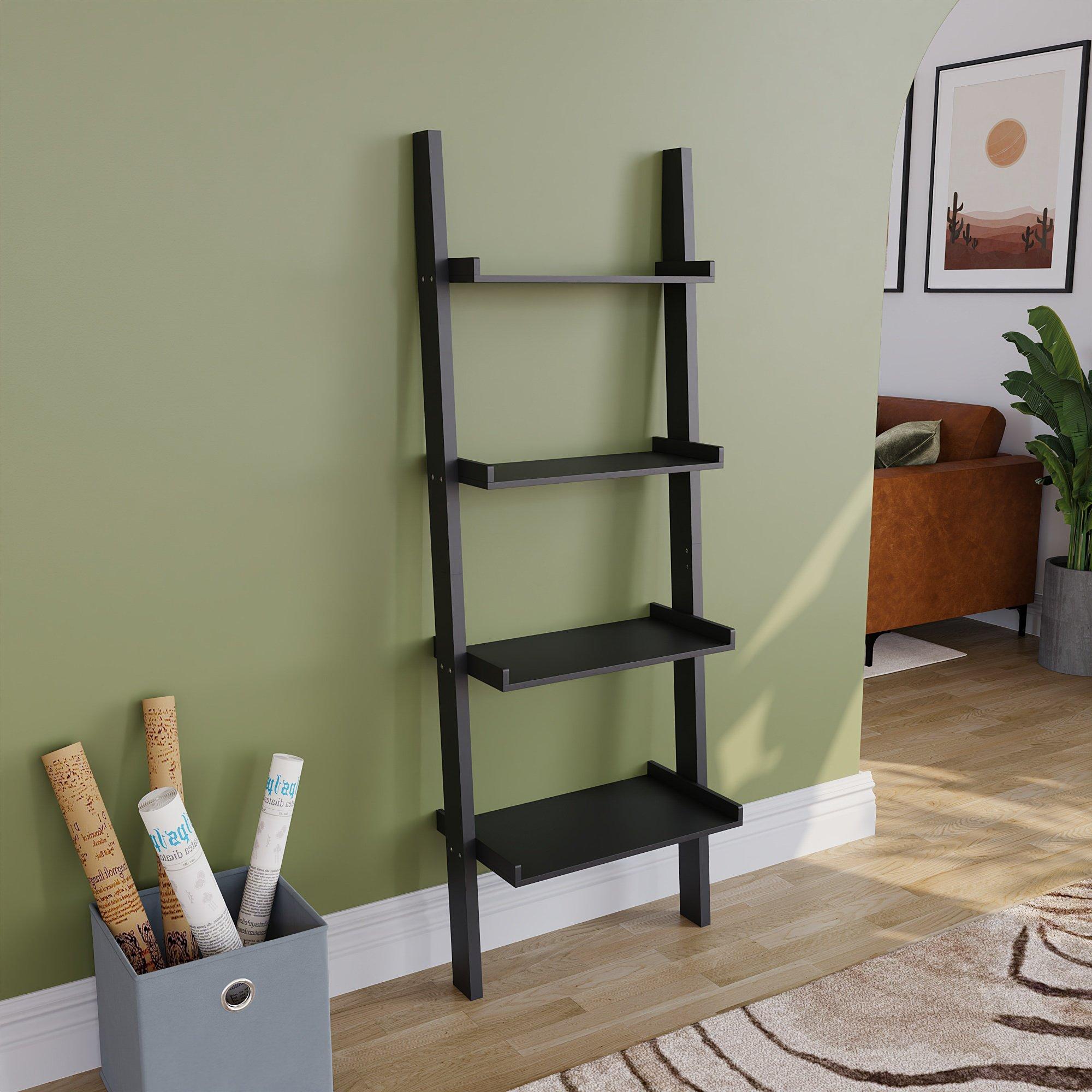 Black - Lassic - Vida Designs York 4 Tier Ladder Bookcase - 7