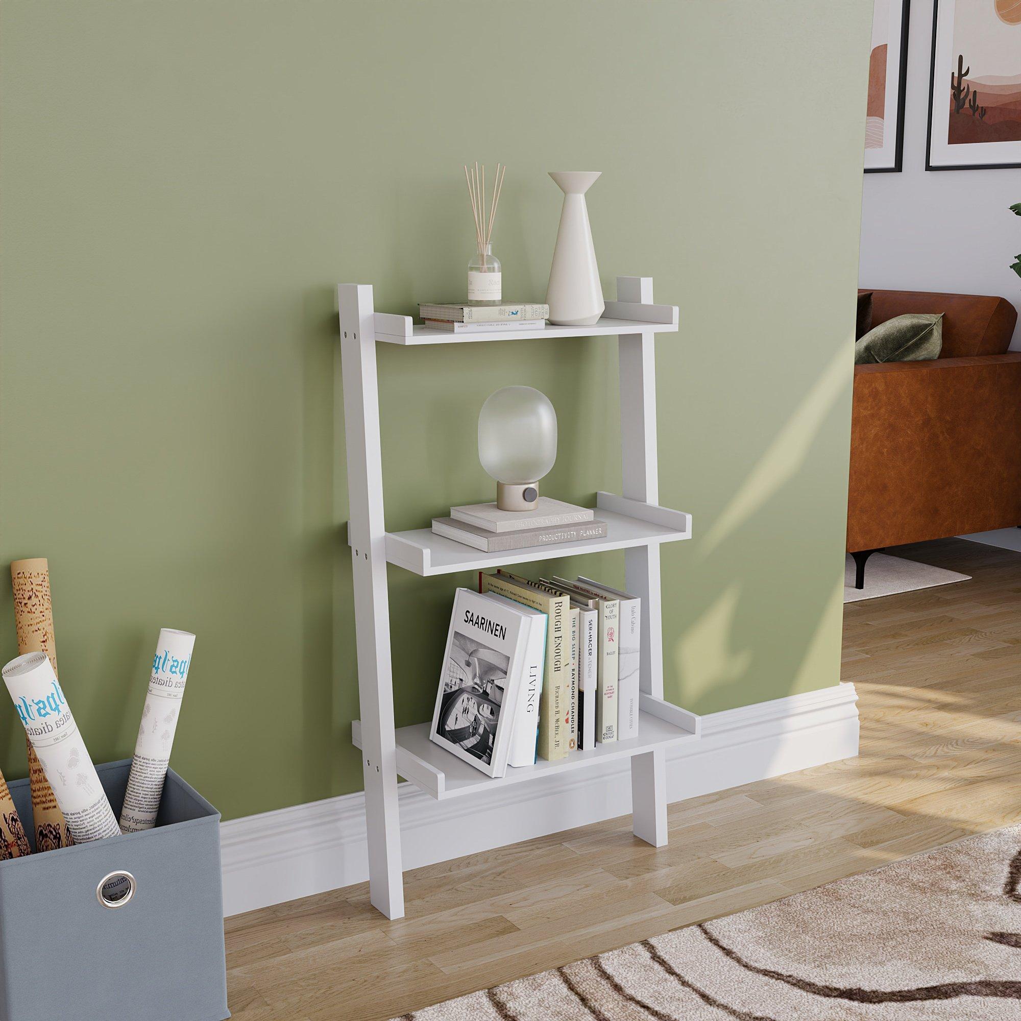 White - Lassic - Vida Designs York 3 Tier Ladder Bookcase - 1