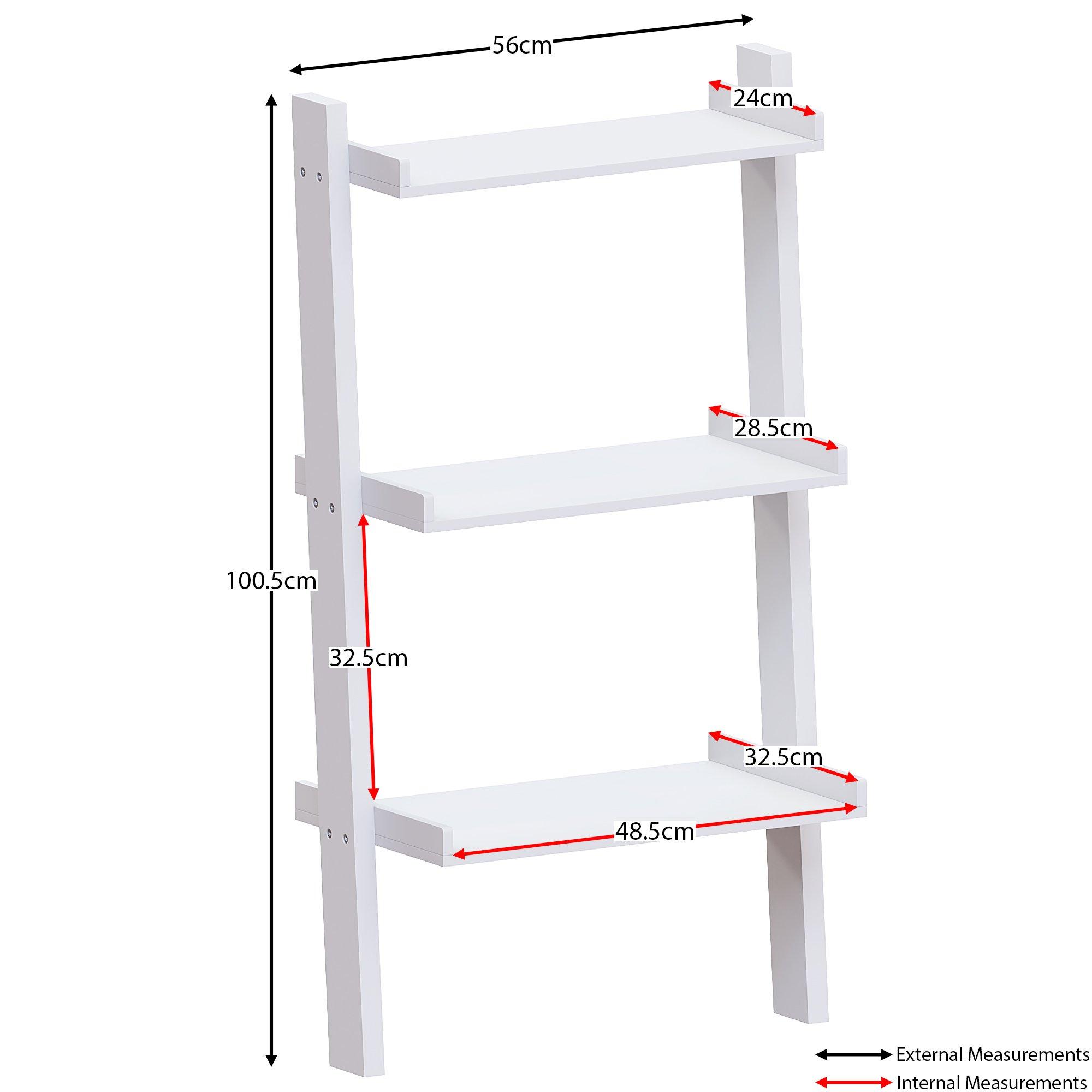 White - Lassic - Vida Designs York 3 Tier Ladder Bookcase - 2