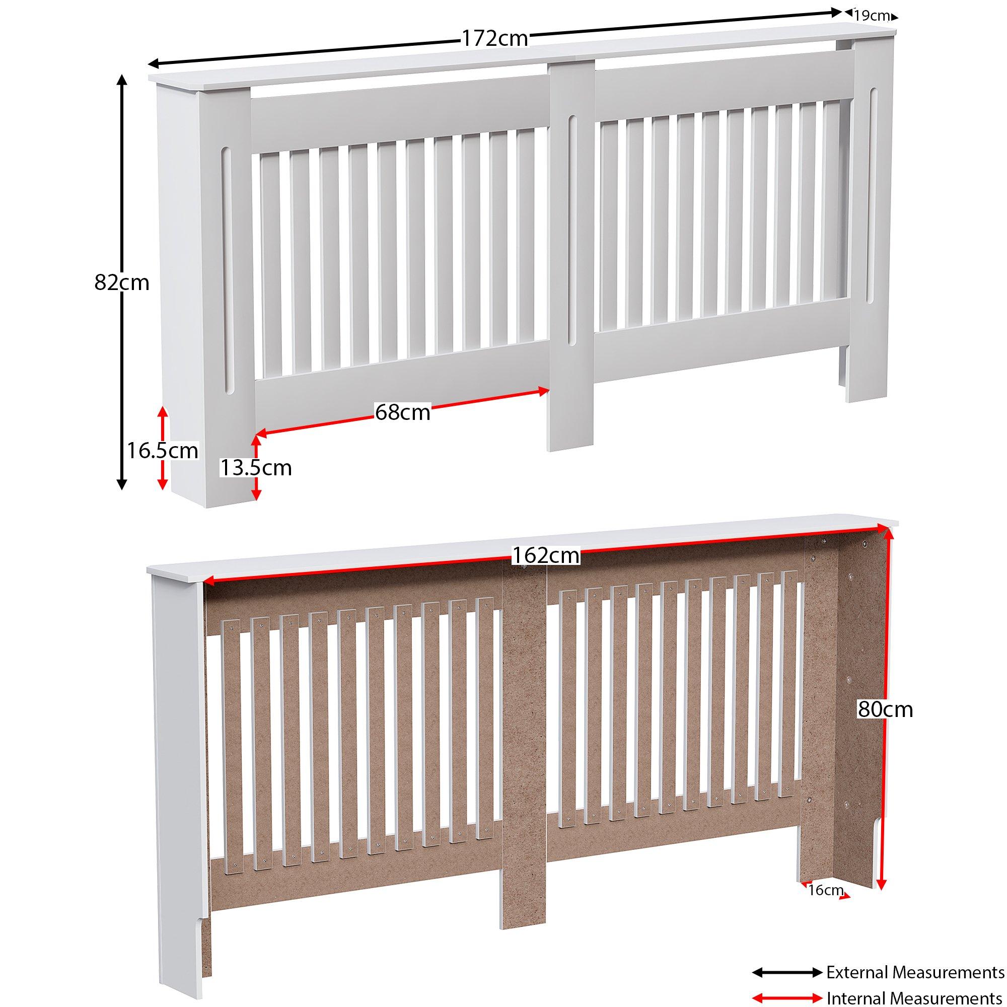 White - Lassic - Vida Designs Chelsea Radiator Cover, Extra Large - 2