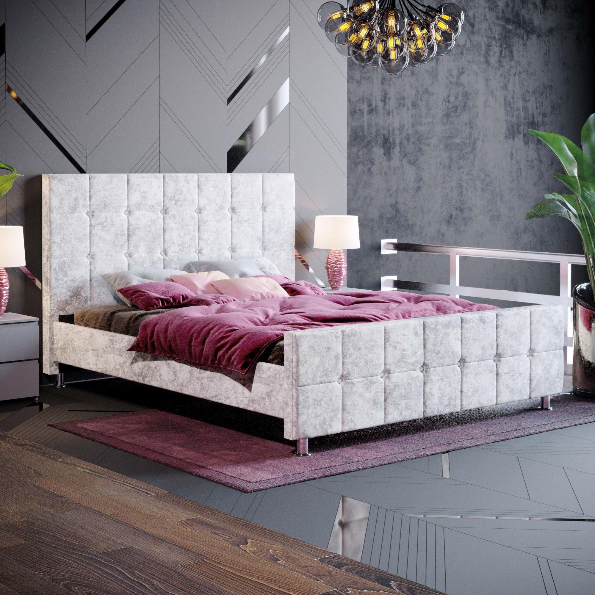 Lassic  Vida Designs Valentina King Size Bed Ukfr - Silver Crushed - King Size