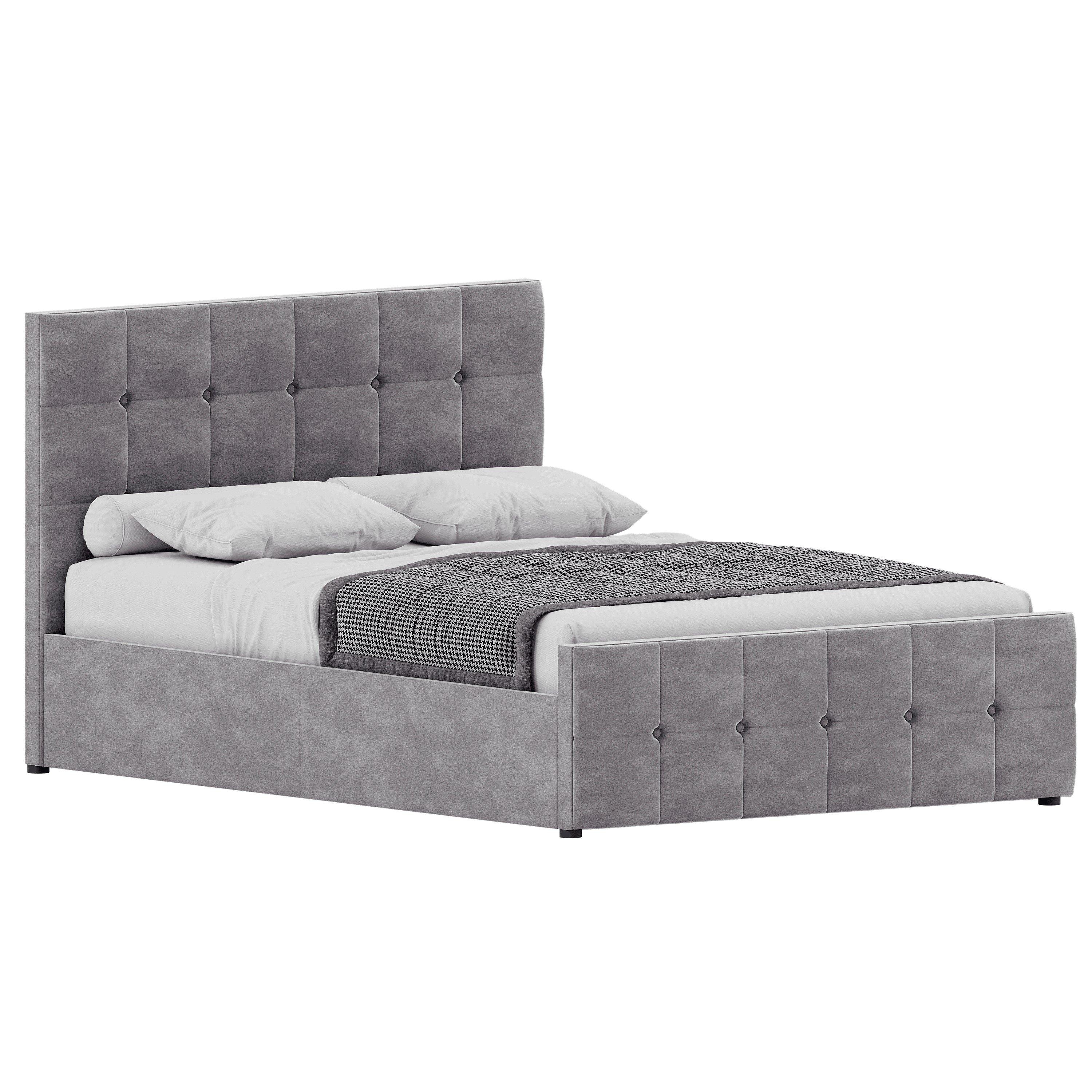 Light Grey Velv - Lassic - Vida Designs Valentina Double Ottoman Bed UKFR - 7