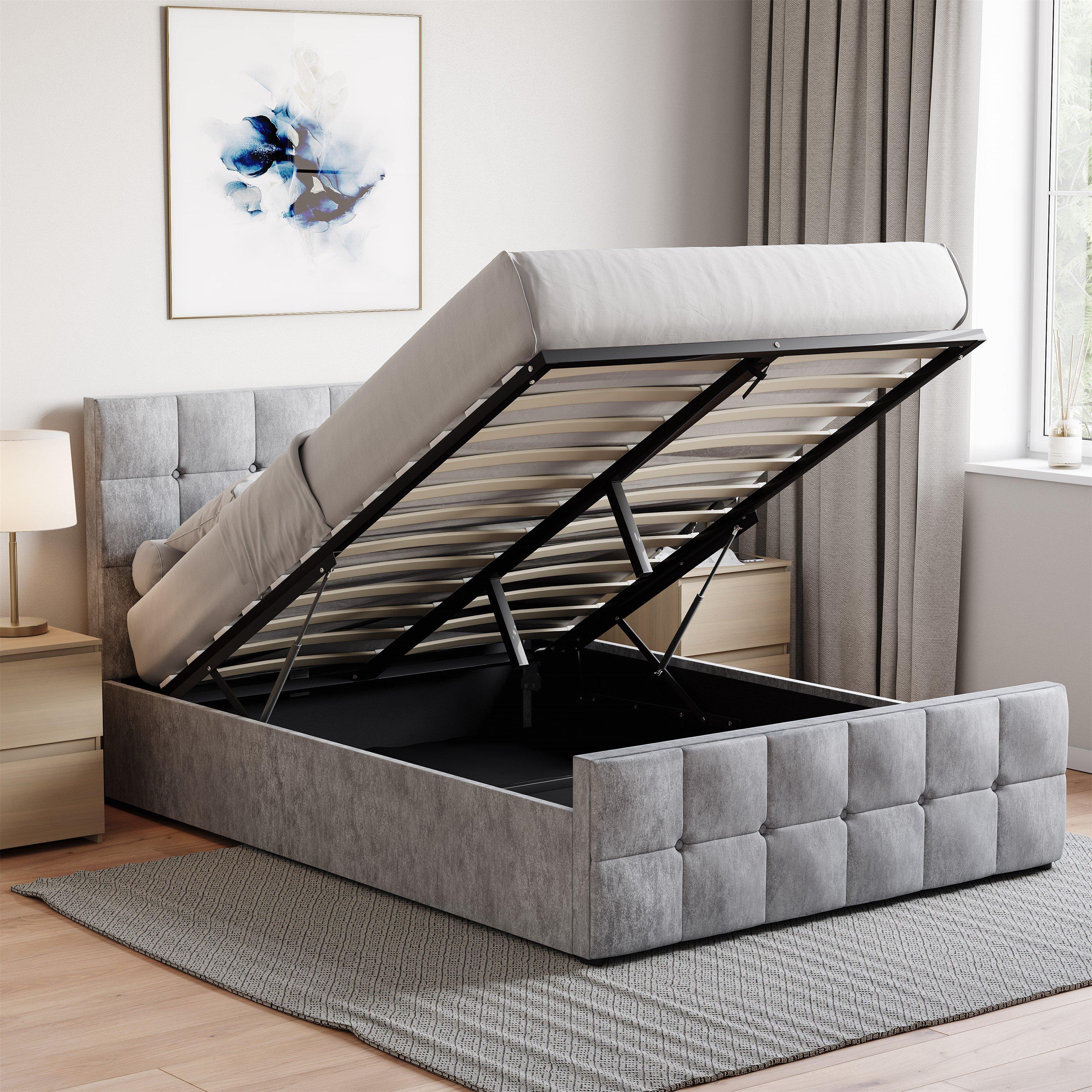 Silver Crushed - Lassic - Vida Designs Valentina Double Ottoman Bed UKFR - 3