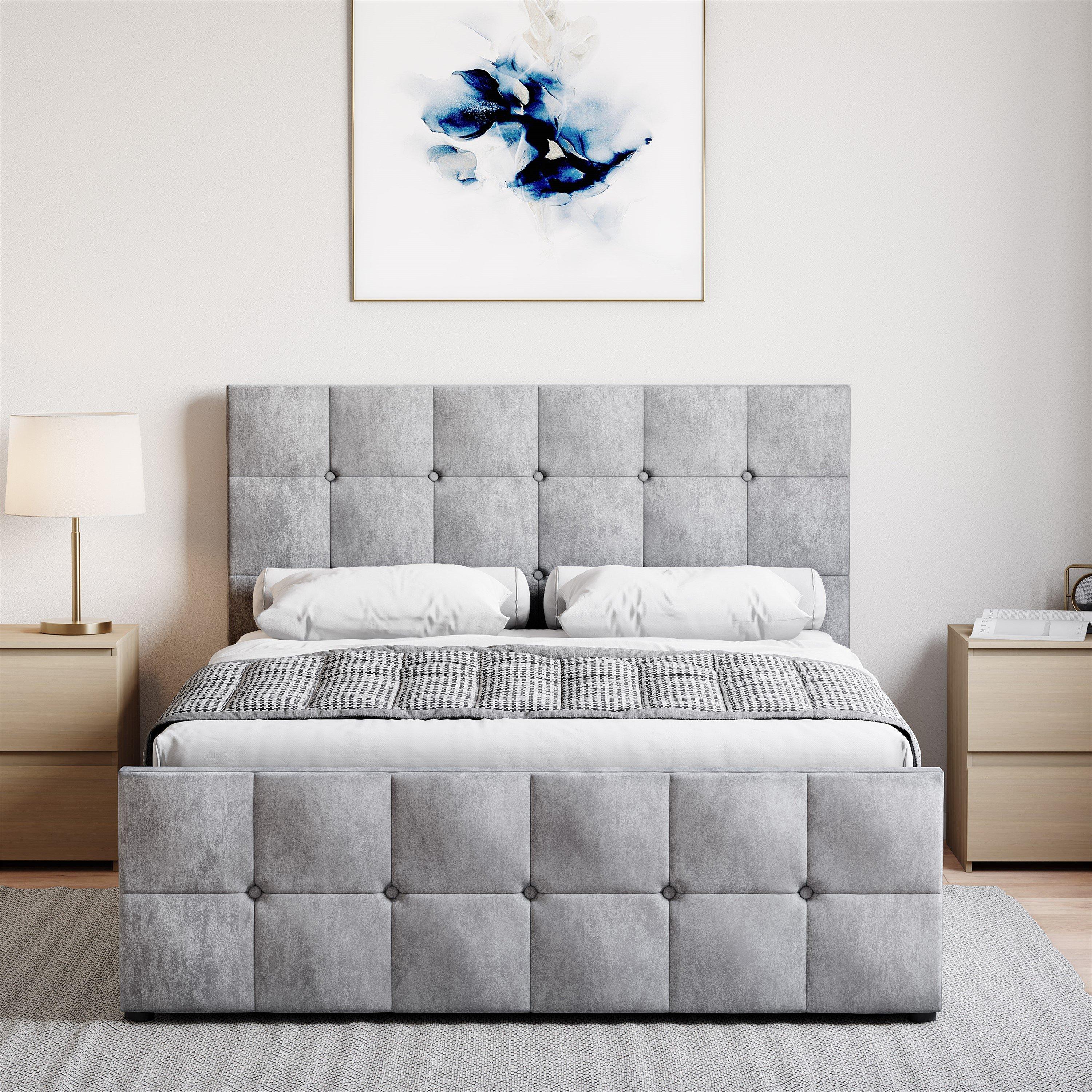 Silver Crushed - Lassic - Vida Designs Valentina Double Ottoman Bed UKFR - 4