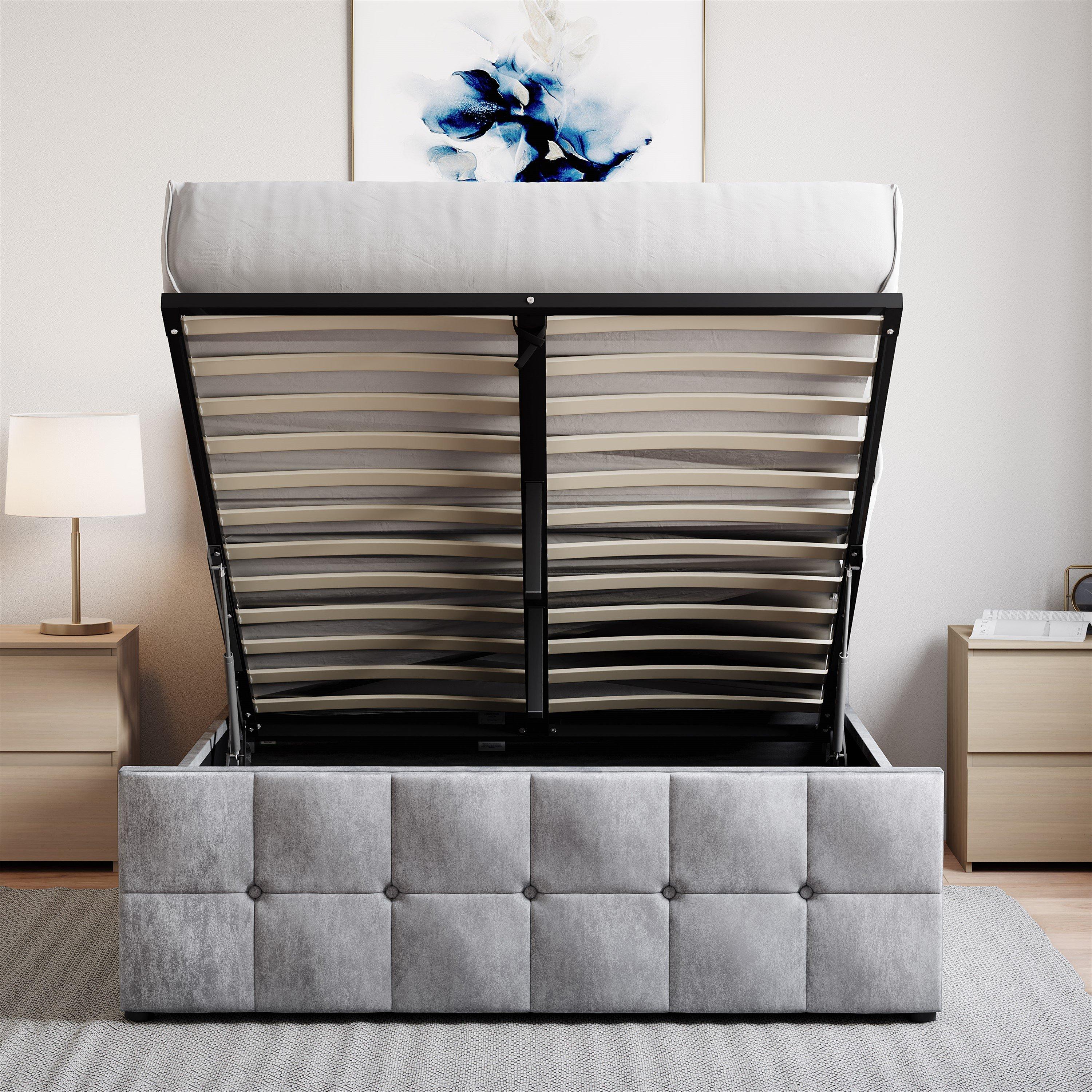 Silver Crushed - Lassic - Vida Designs Valentina Double Ottoman Bed UKFR - 5