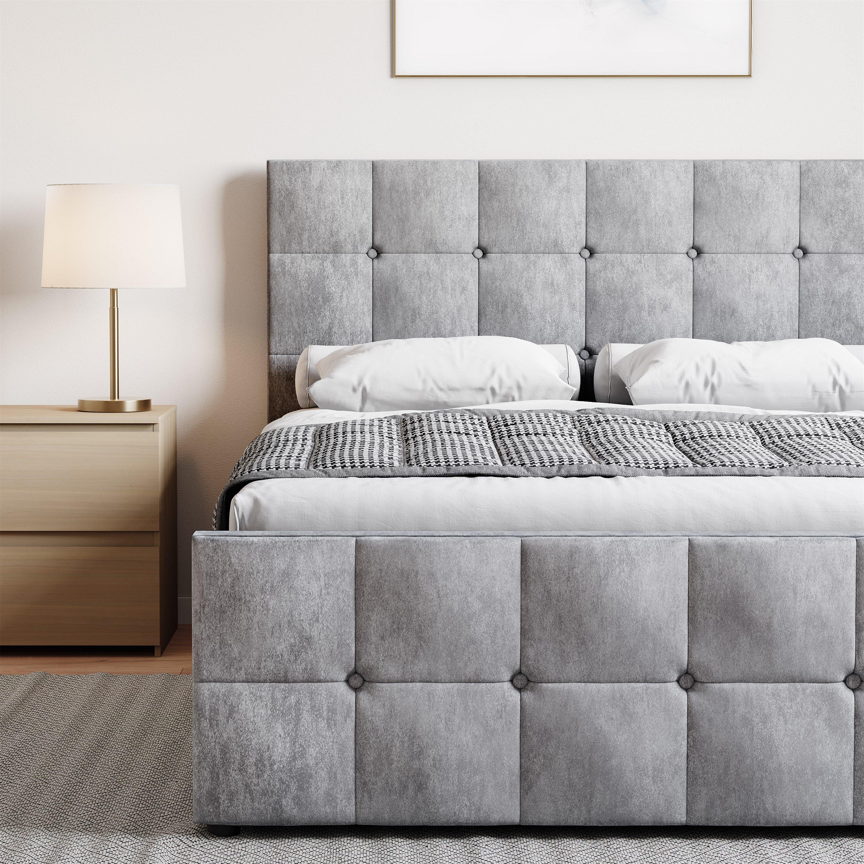 Silver Crushed - Lassic - Vida Designs Valentina Double Ottoman Bed UKFR - 6