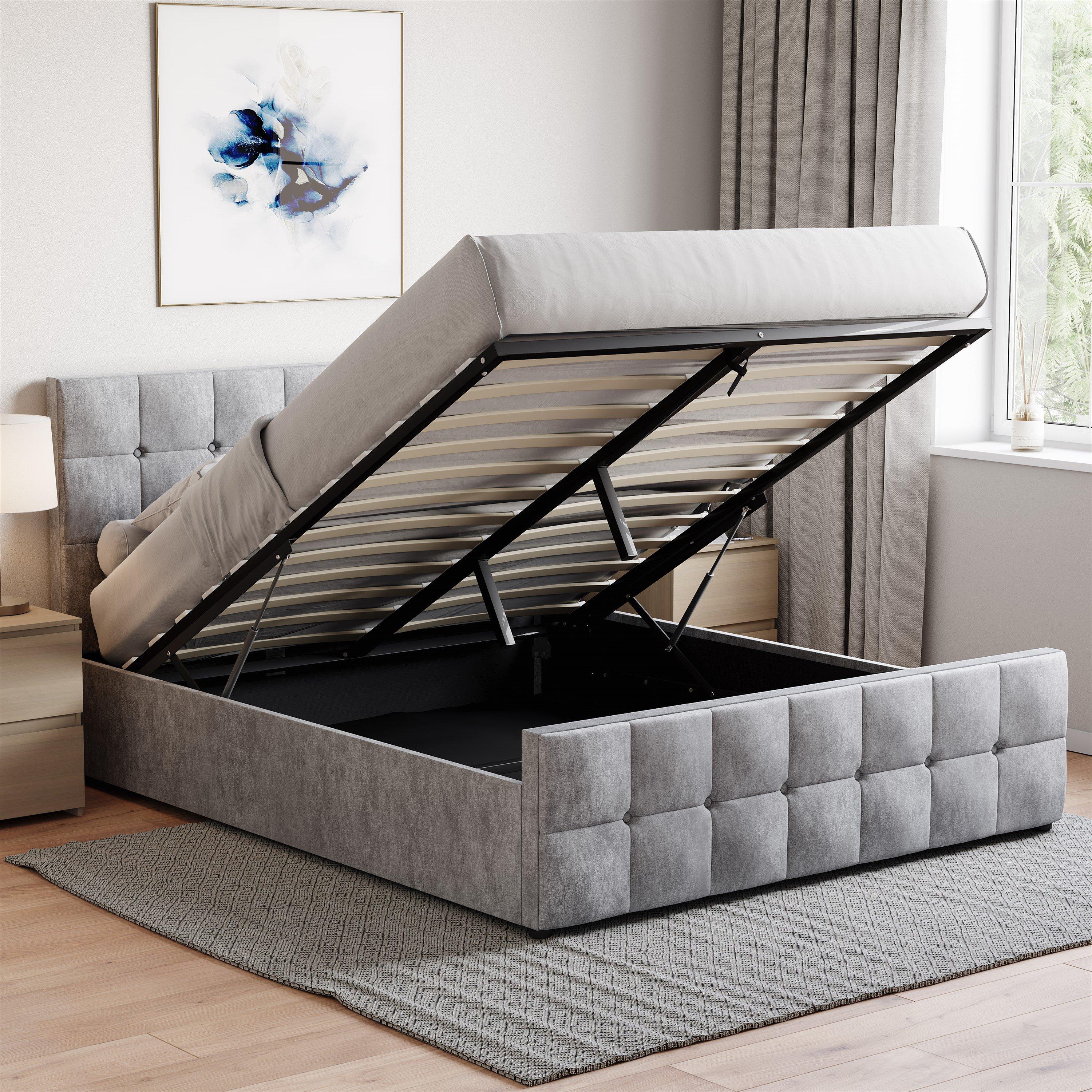 Linen Light Gre - Lassic - Vida Designs Valentina Double Ottoman Bed UKFR - 3