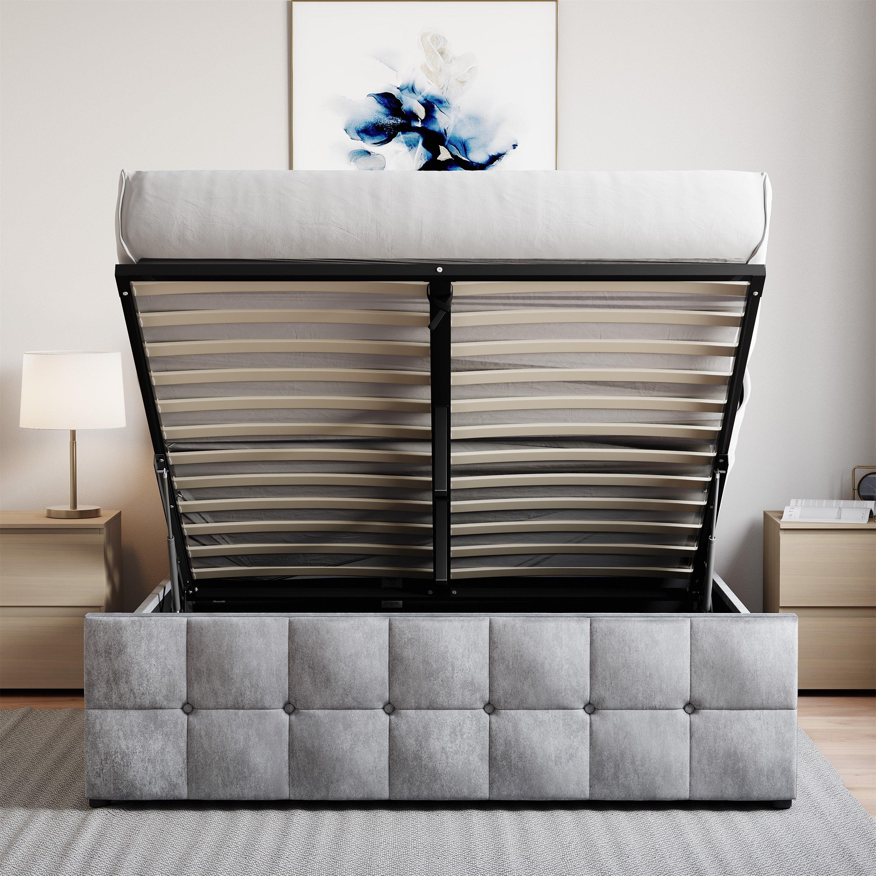 Linen Light Gre - Lassic - Vida Designs Valentina Double Ottoman Bed UKFR - 5