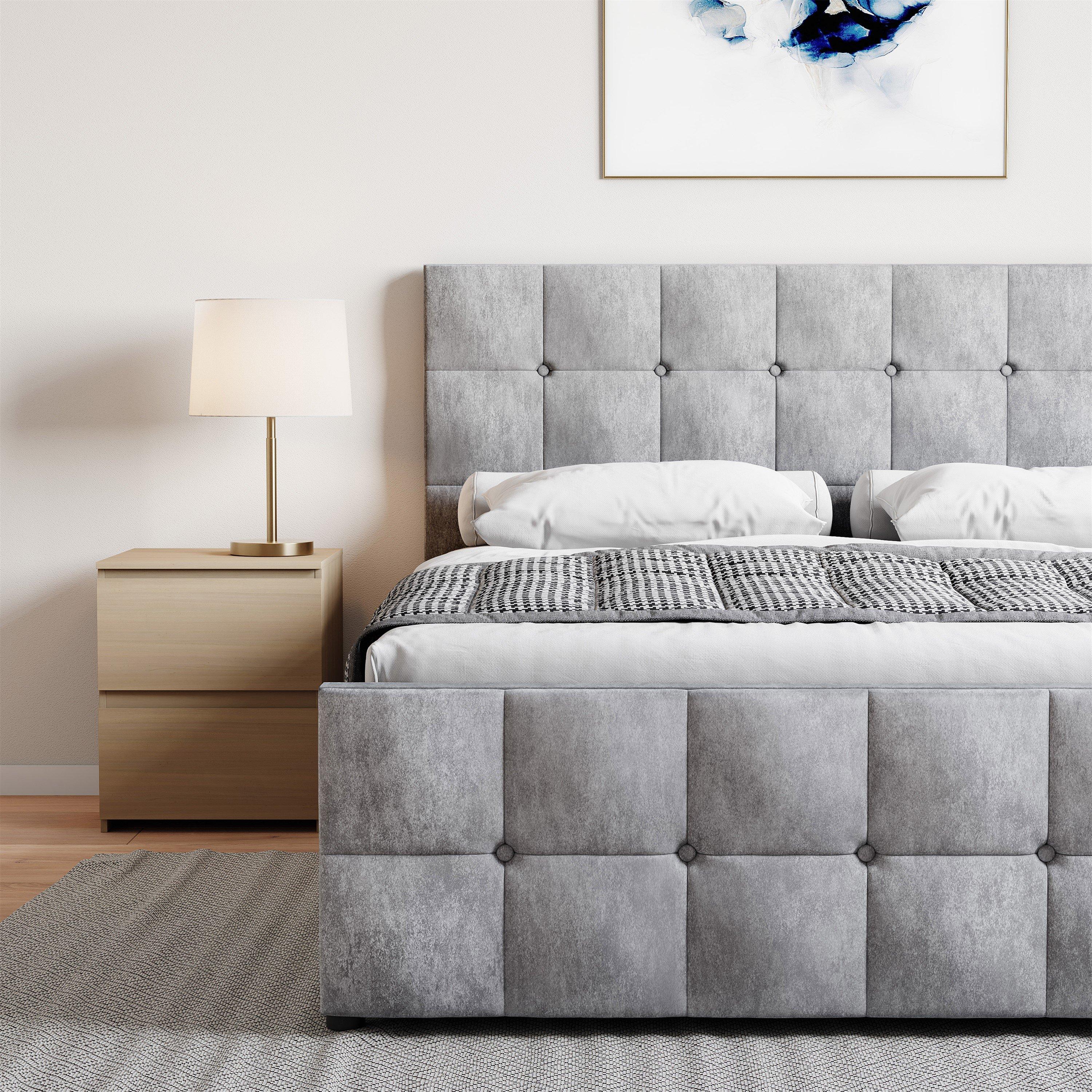 Linen Light Gre - Lassic - Vida Designs Valentina Double Ottoman Bed UKFR - 6