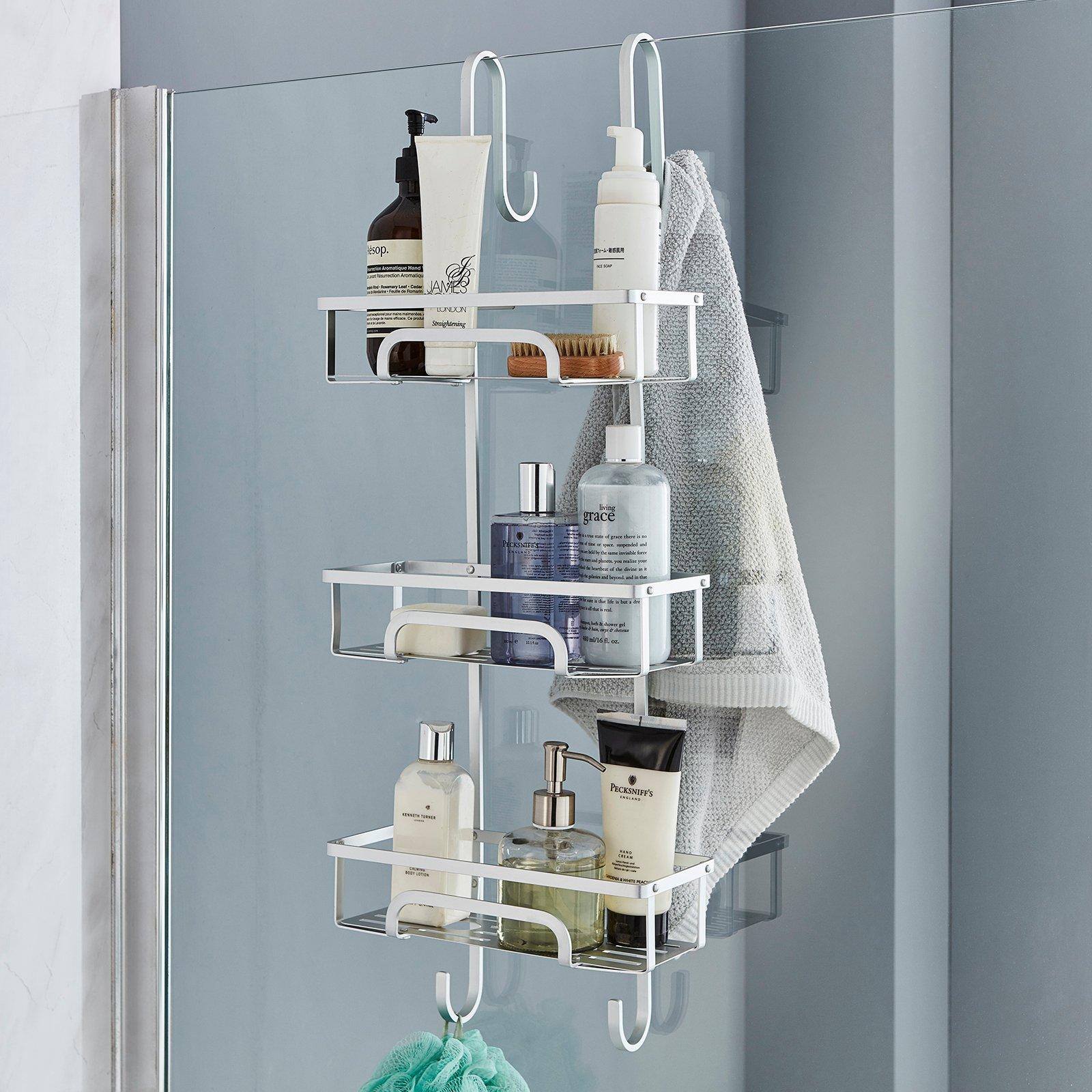 House Of Home  3 Tier Aluminium Over Door Shower Caddy - Silver - 3 Tier