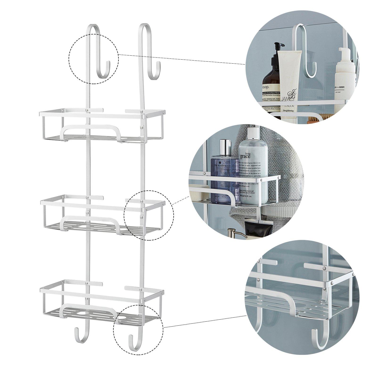 Silver - Homelife - 3 Tier Aluminium Over Door Shower Caddy - 6