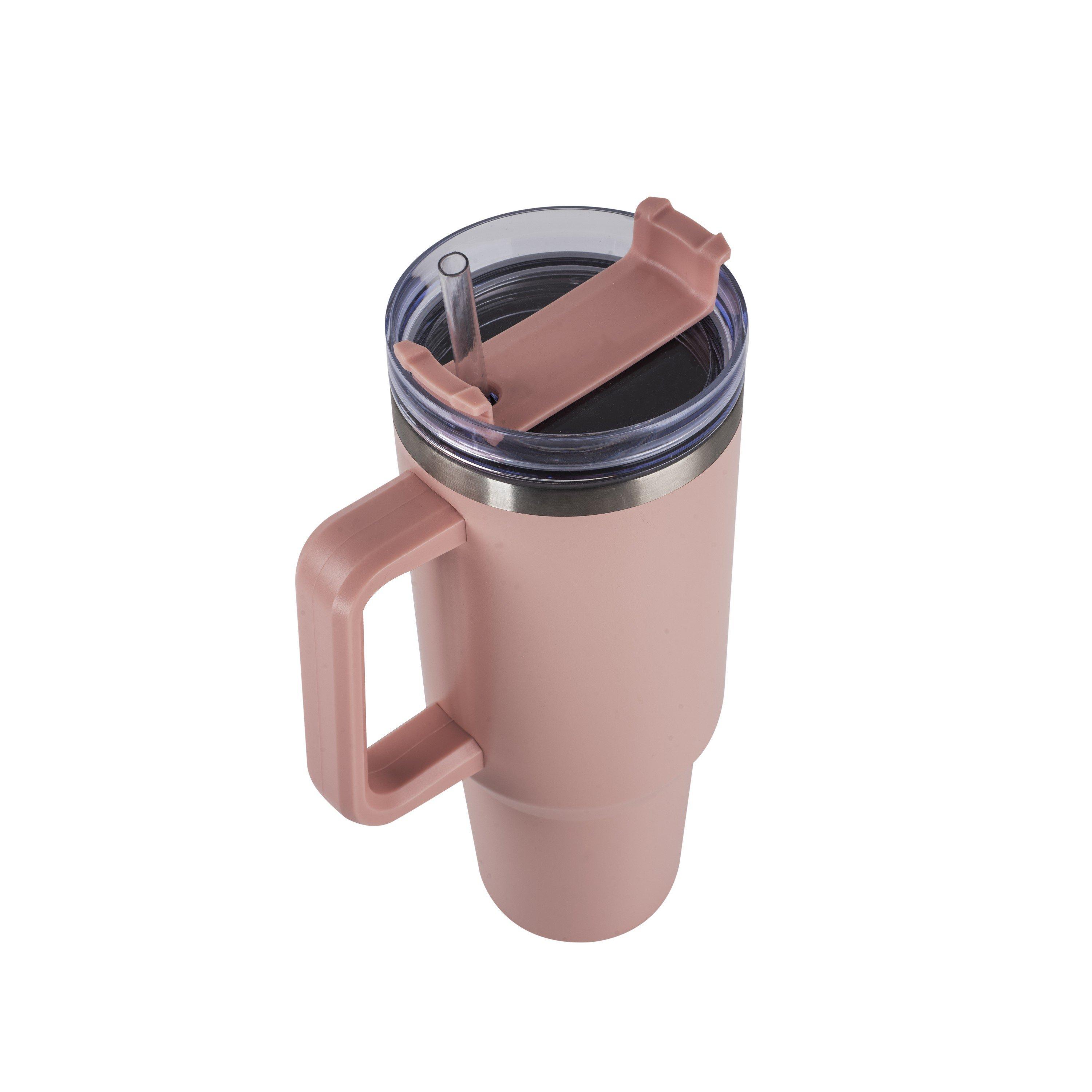 Pink - Studio - Insulated Travel Cup with Handle and Straw - 1