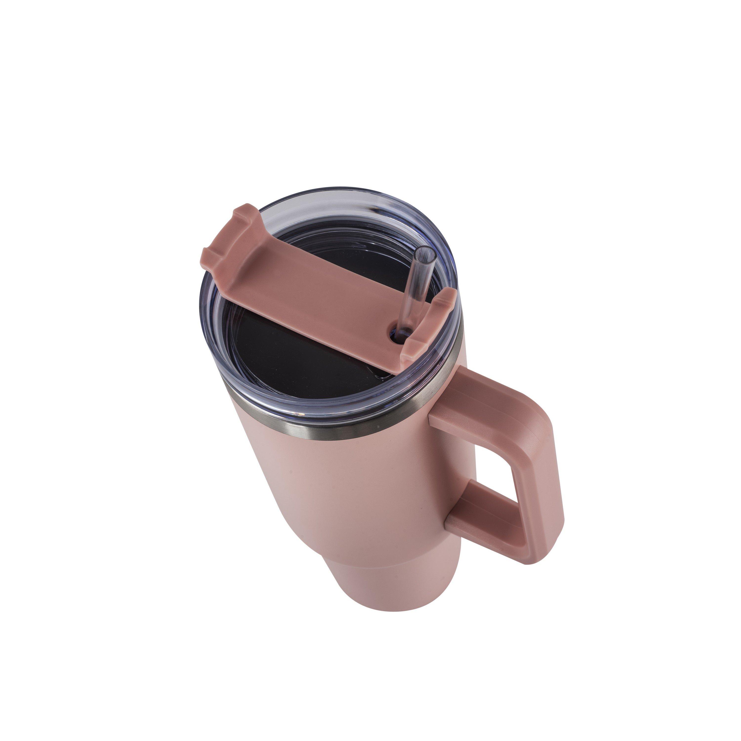 Pink - Studio - Travel Cup with Handle and Straw - 2