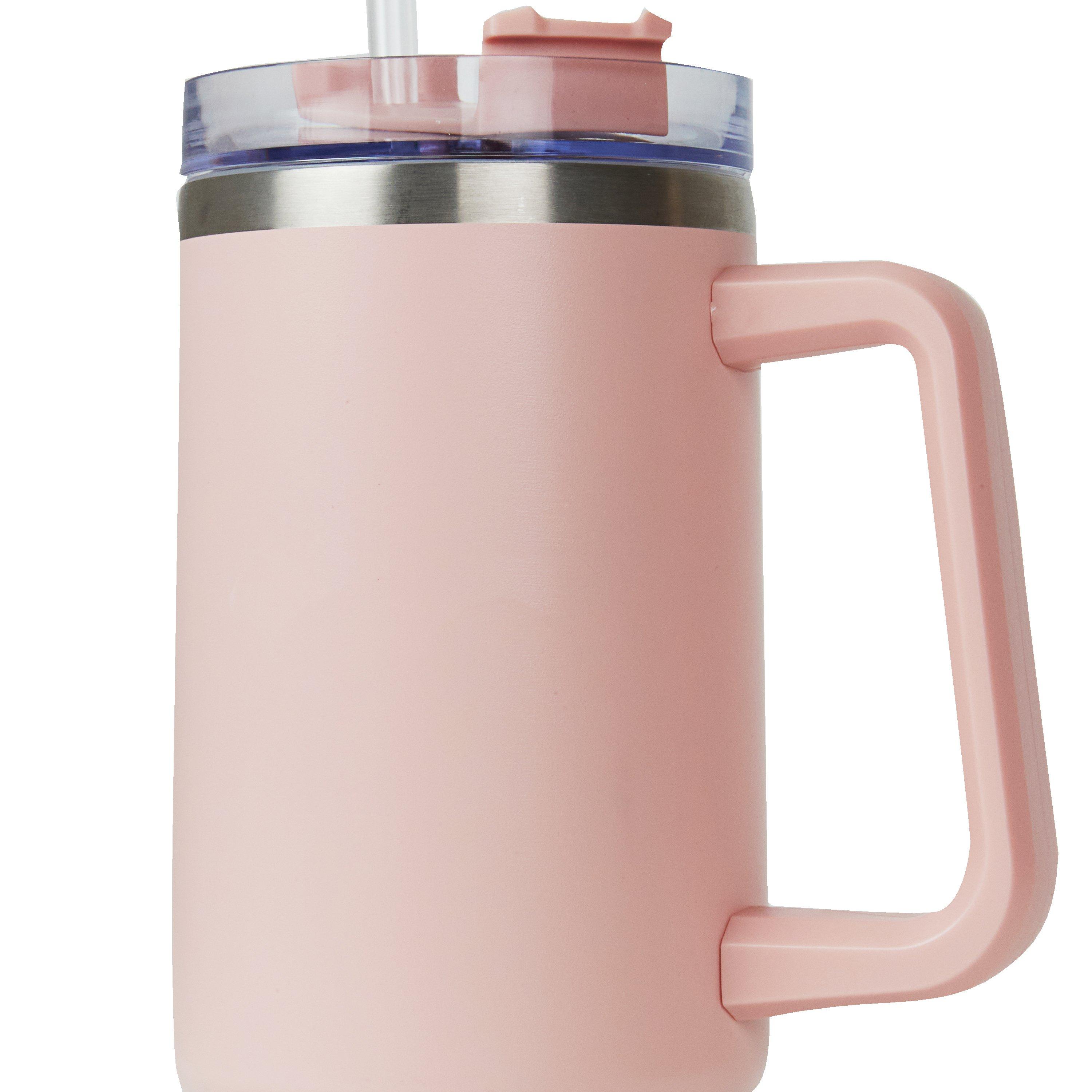 Pink - Studio - Travel Cup with Handle and Straw - 5
