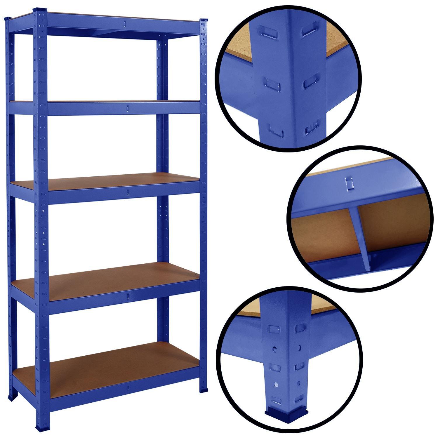 Blue - Studio - Heavy Duty Garage Shelving Racking with 5 Shelves - 6