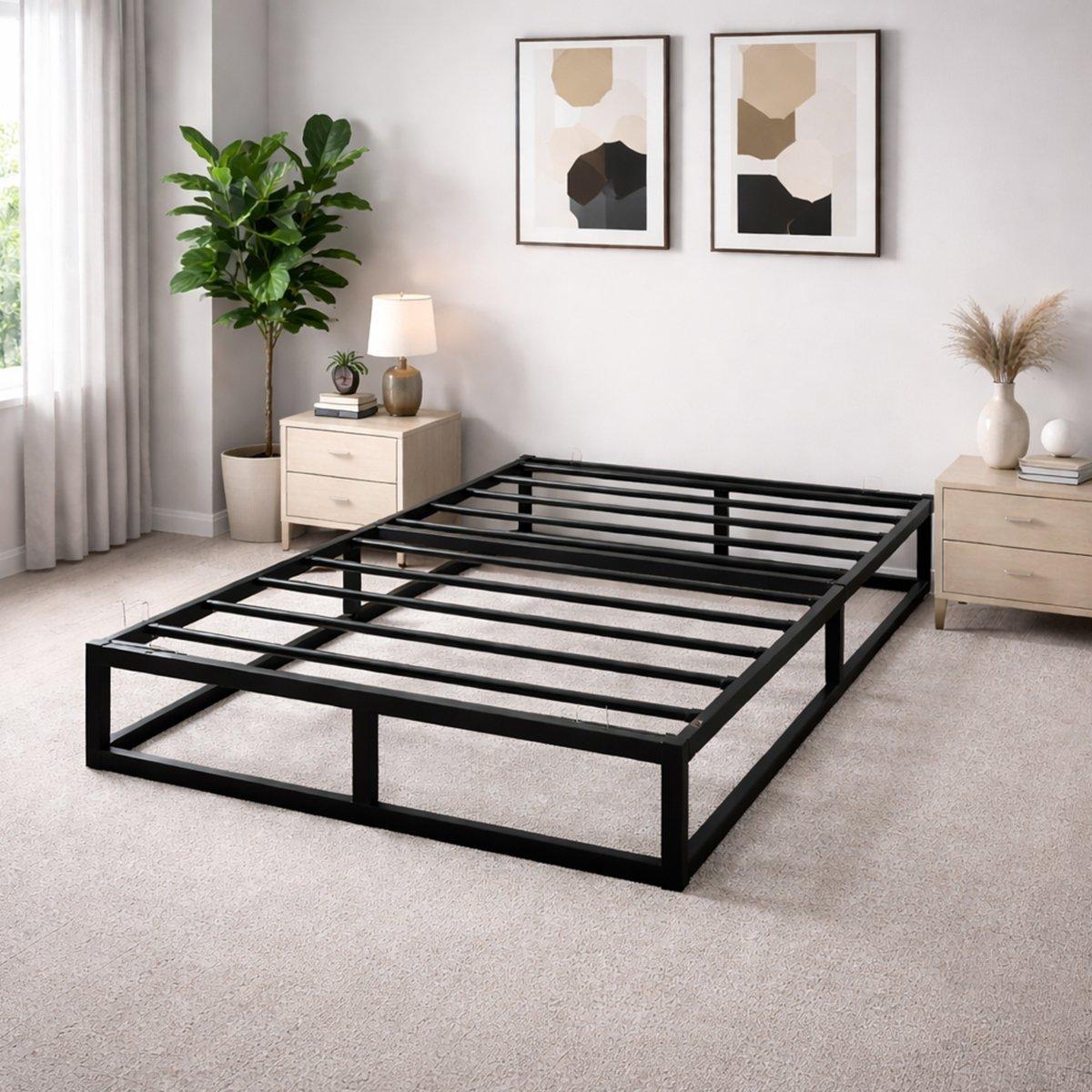 Black - House of Home - Heavy Duty Metal Platform Double Bed Frame - 12