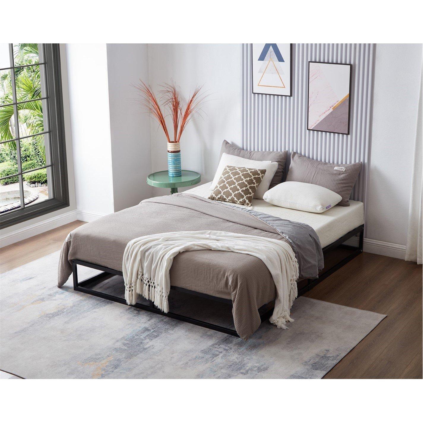 Black - House of Home - Heavy Duty Metal Platform Double Bed Frame - 3