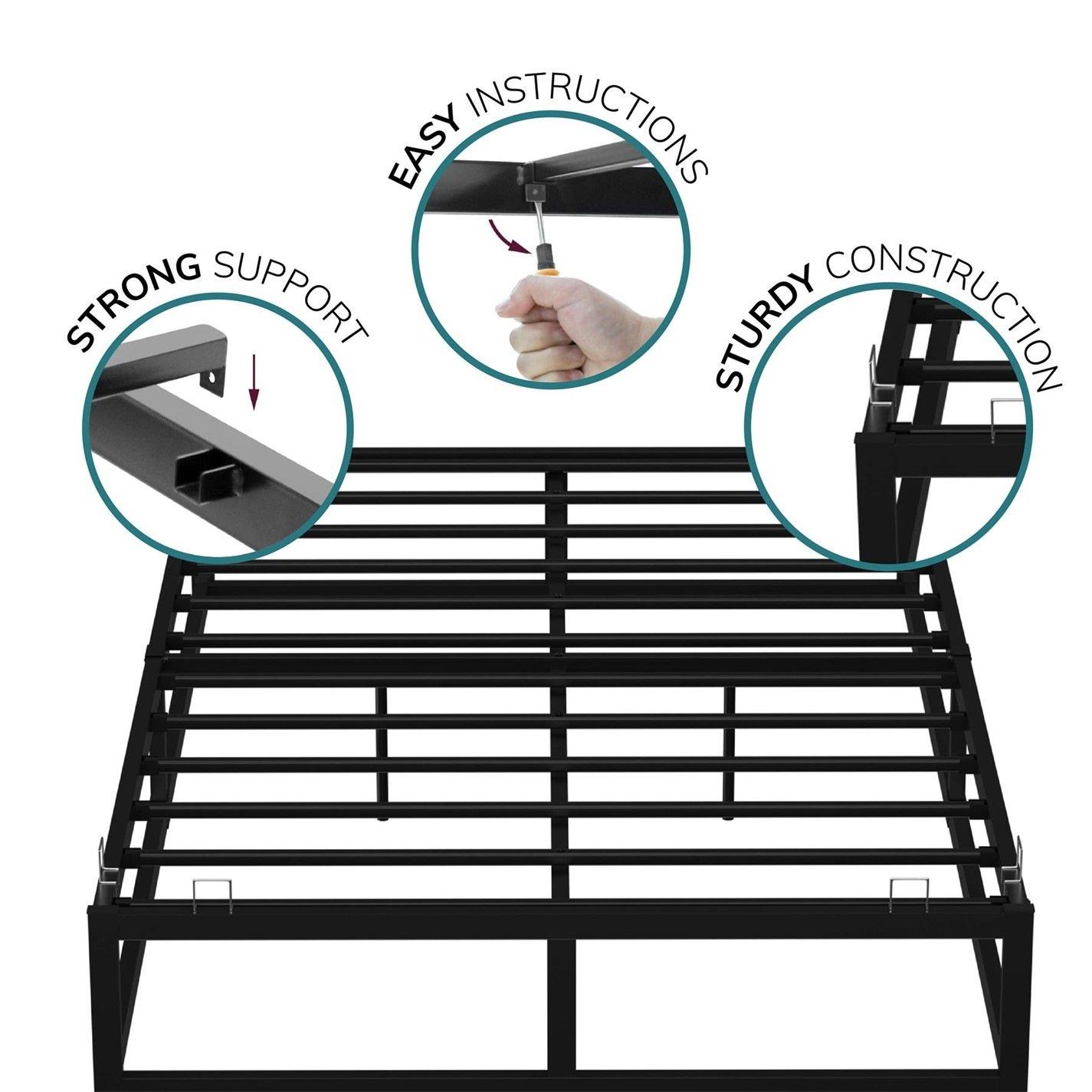 Black - House of Home - Heavy Duty Metal Platform Double Bed Frame - 9