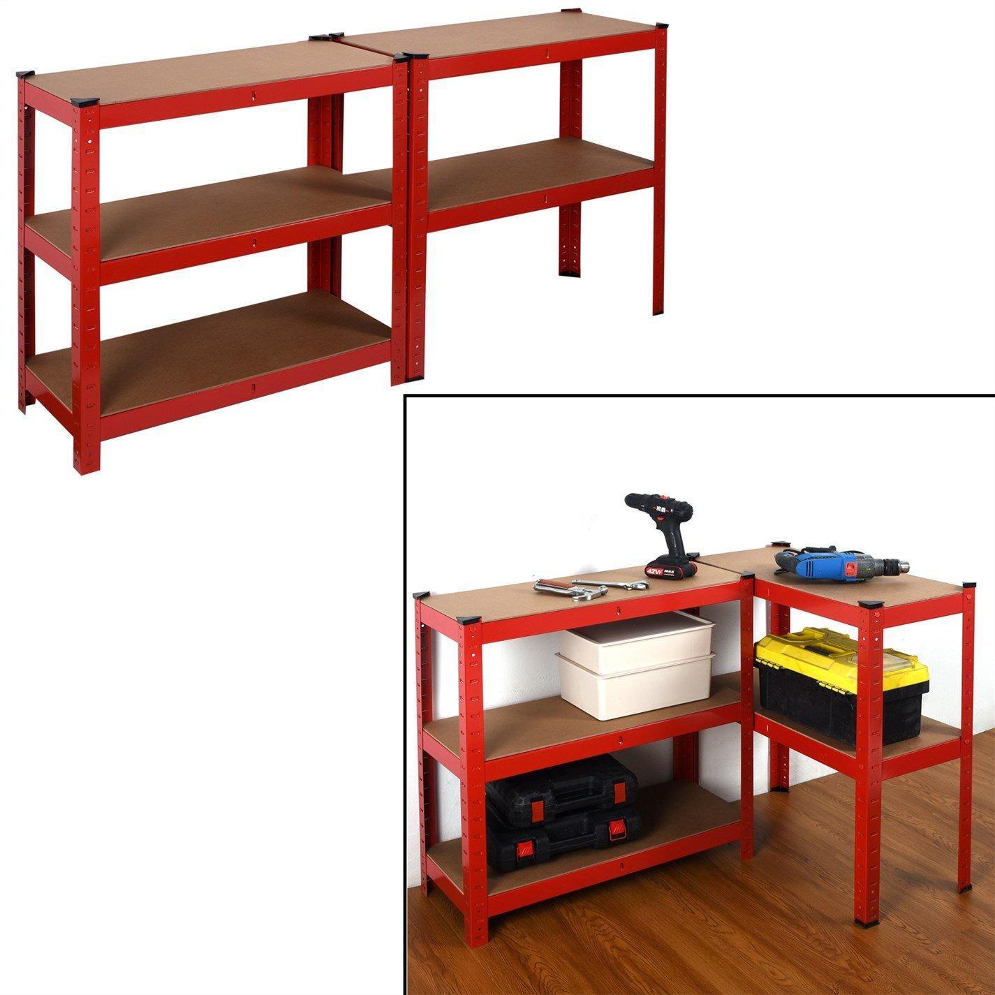 Red - House of Home - Heavy Duty Steel & MDF 5 Tier Racking Shelf in Red - 4