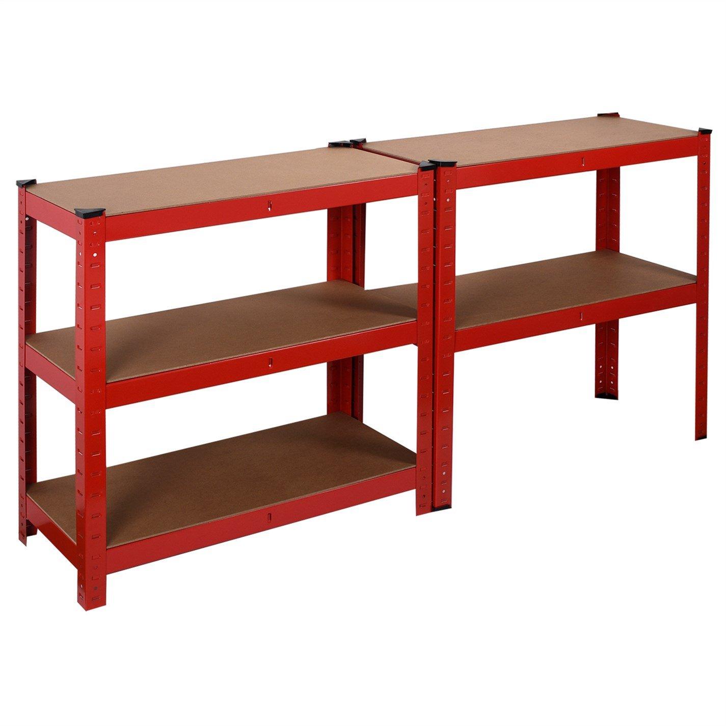 Red - House of Home - Heavy Duty Steel & MDF 5 Tier Racking Shelf in Red - 7