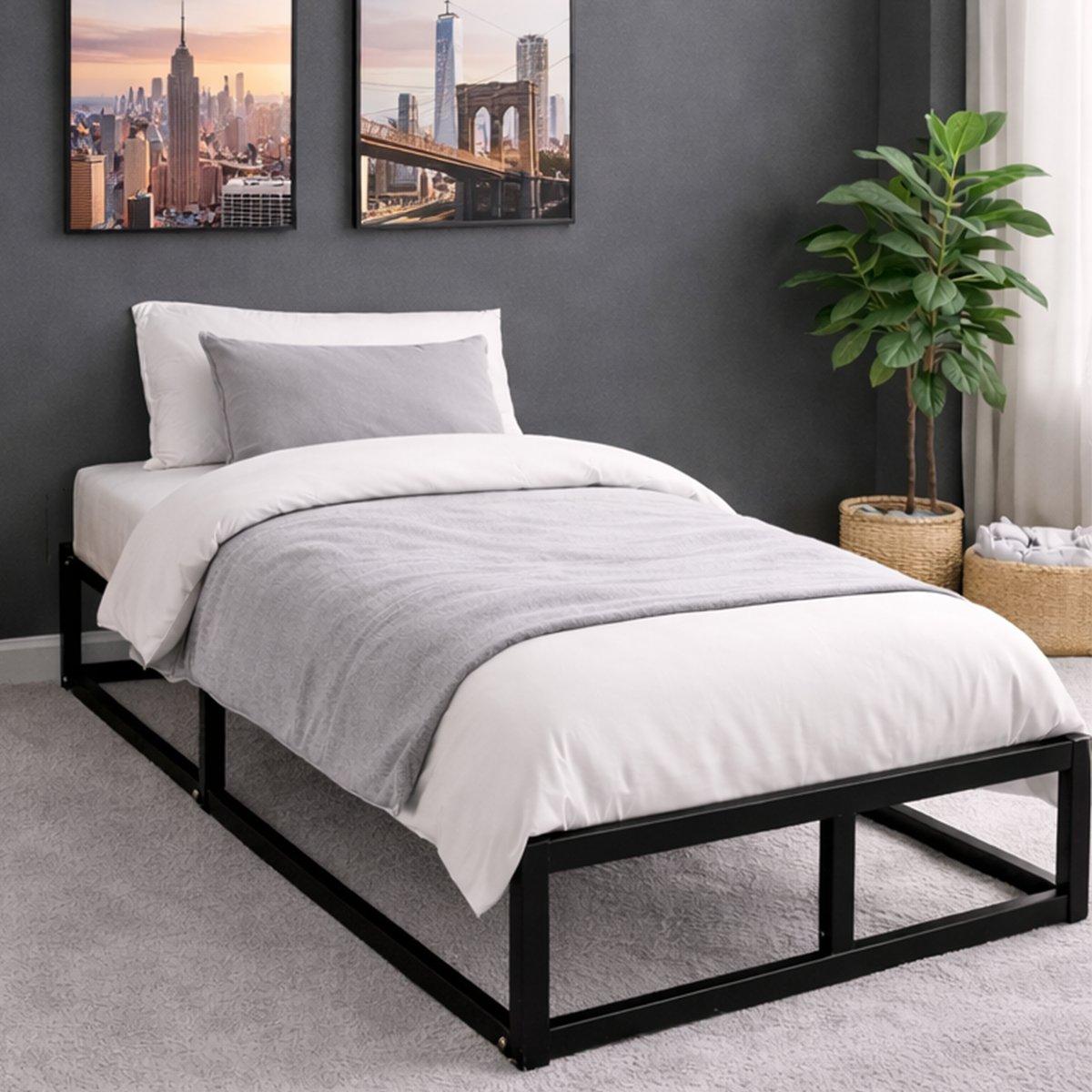 Black - House of Home - Heavy Duty Metal Platform Single Bed Frame - 1