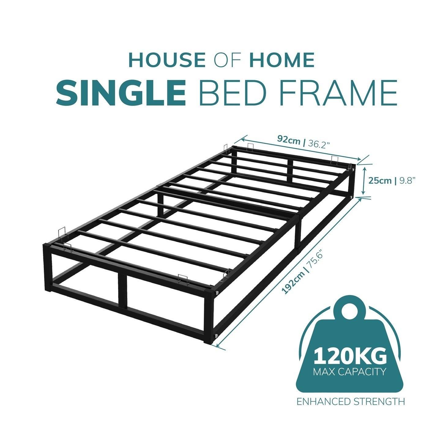 Black - House of Home - Heavy Duty Metal Platform Single Bed Frame - 2
