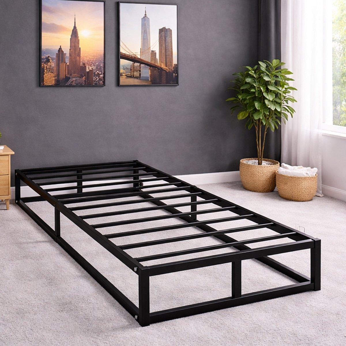 Black - House of Home - Heavy Duty Metal Platform Single Bed Frame - 12