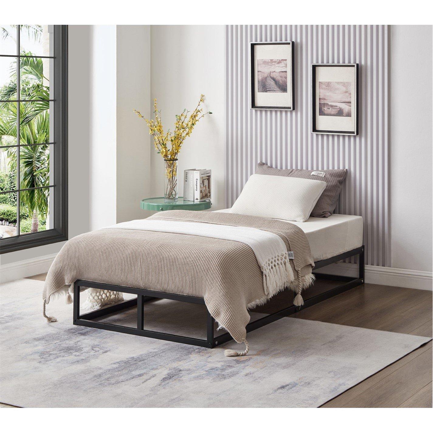 Black - House of Home - Heavy Duty Metal Platform Single Bed Frame - 3