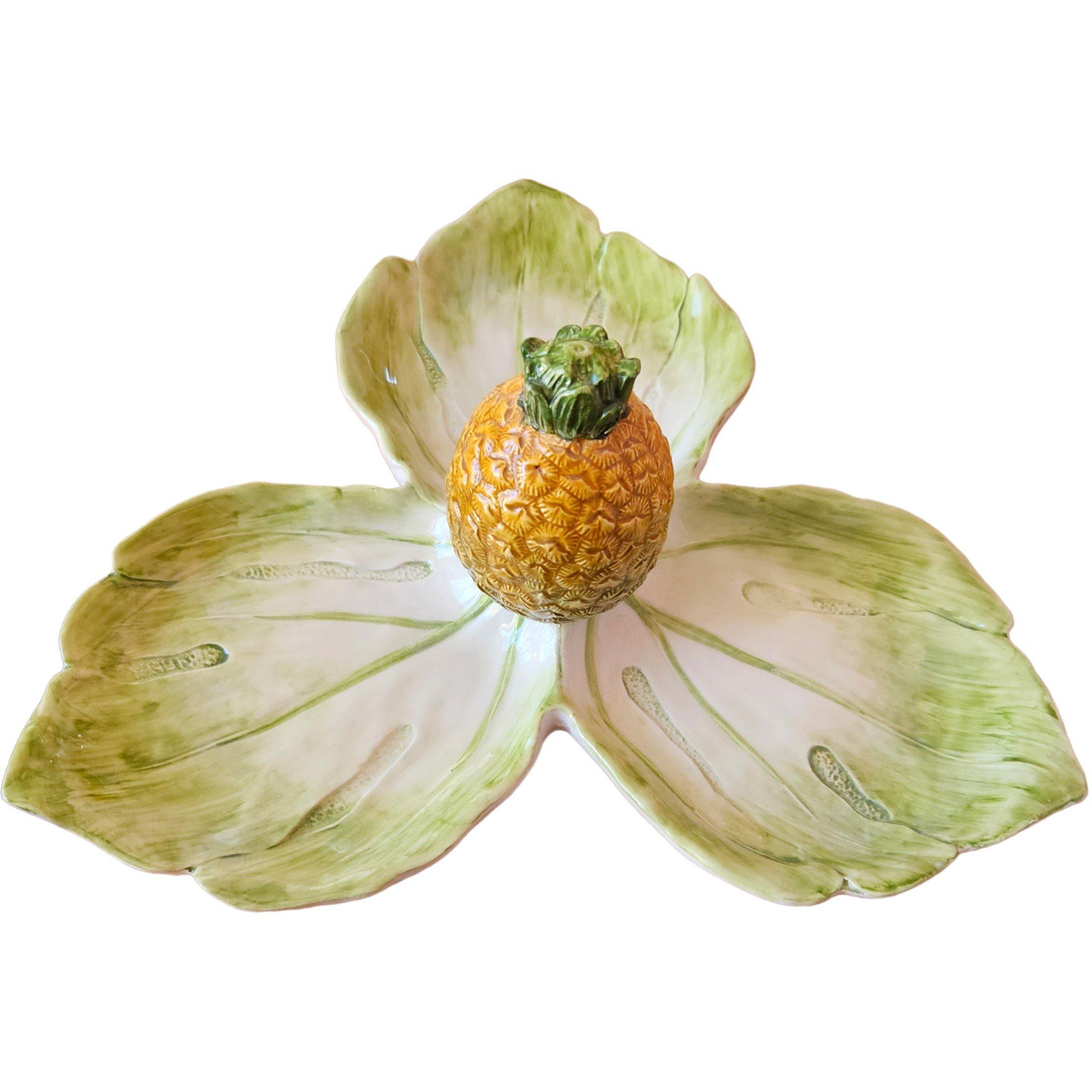 Les Ottomans  Pineapple Serving Plates - Green/Yellow