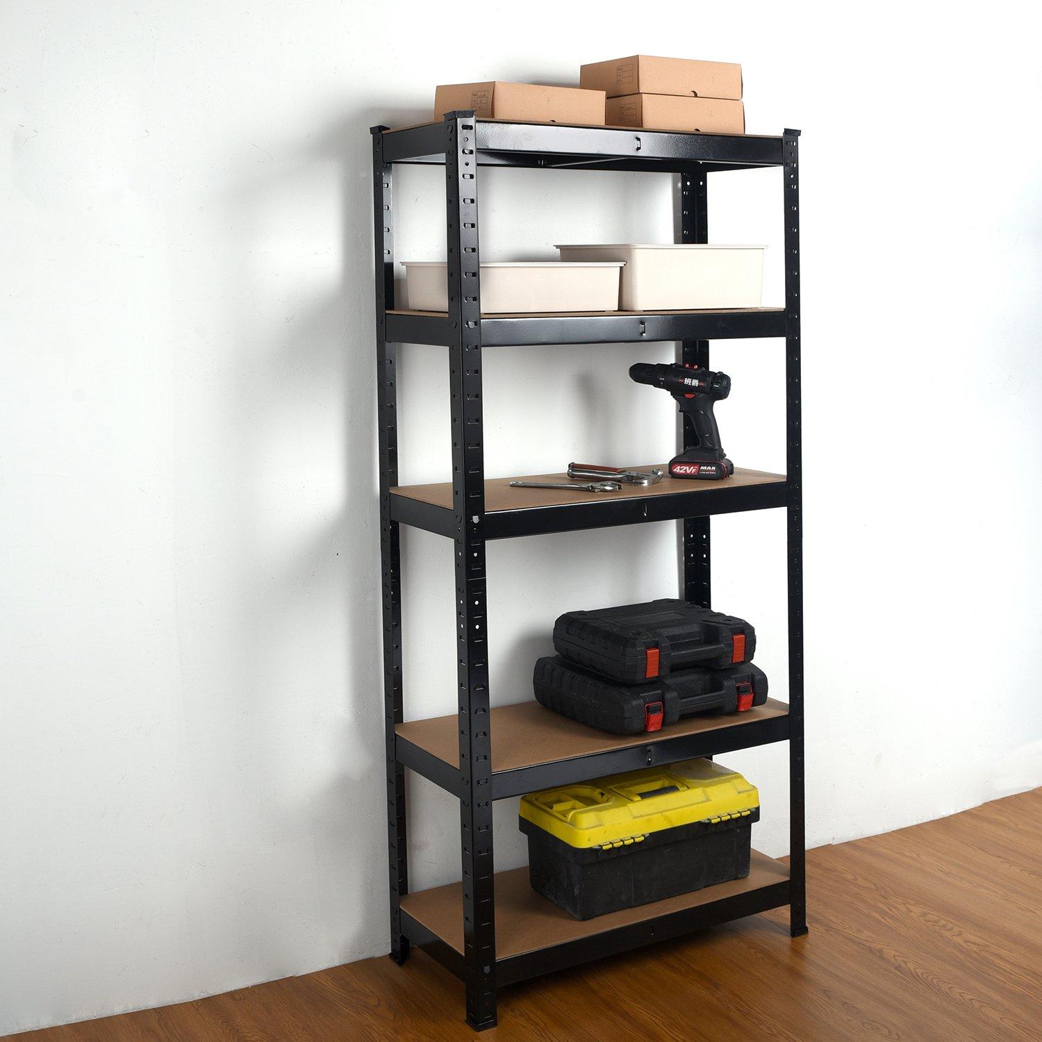 Black - Studio - Heavy Duty Steel & 5 Tier Racking Shelf in Black - 2
