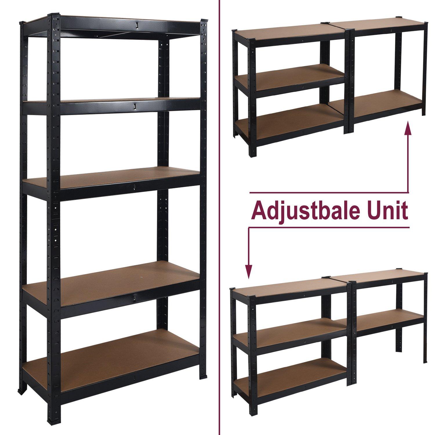 Black - Studio - Heavy Duty Steel & 5 Tier Racking Shelf in Black - 3