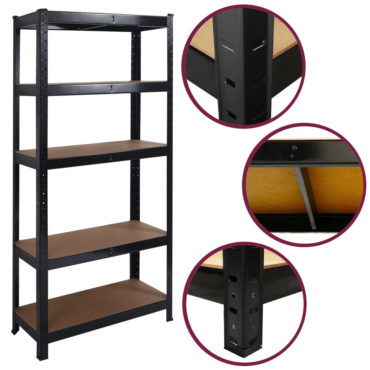 Black - Studio - Heavy Duty Steel & 5 Tier Racking Shelf in Black - 6