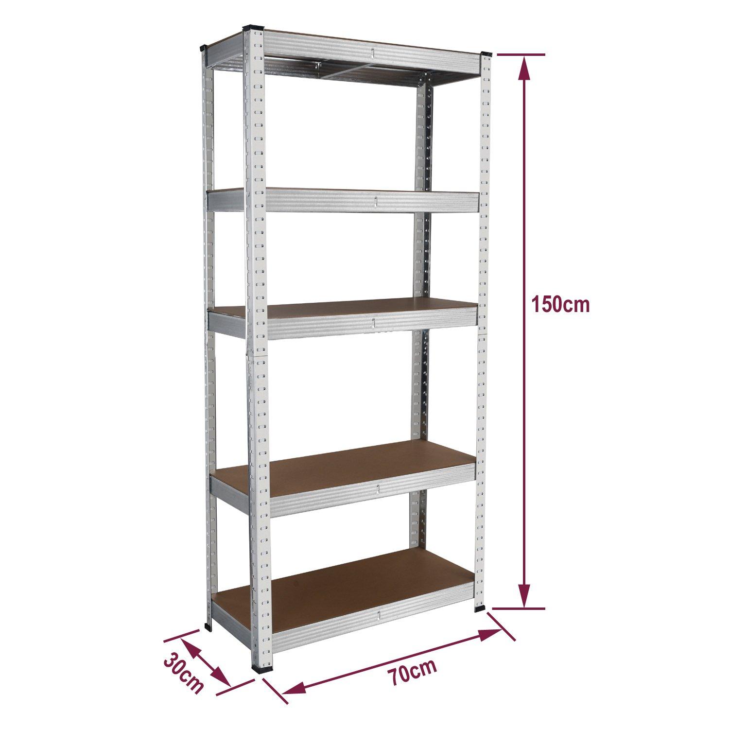 Silver - House of Home - Heavy Duty Steel & 5 Tier Galvanized Racking Shelf - 5
